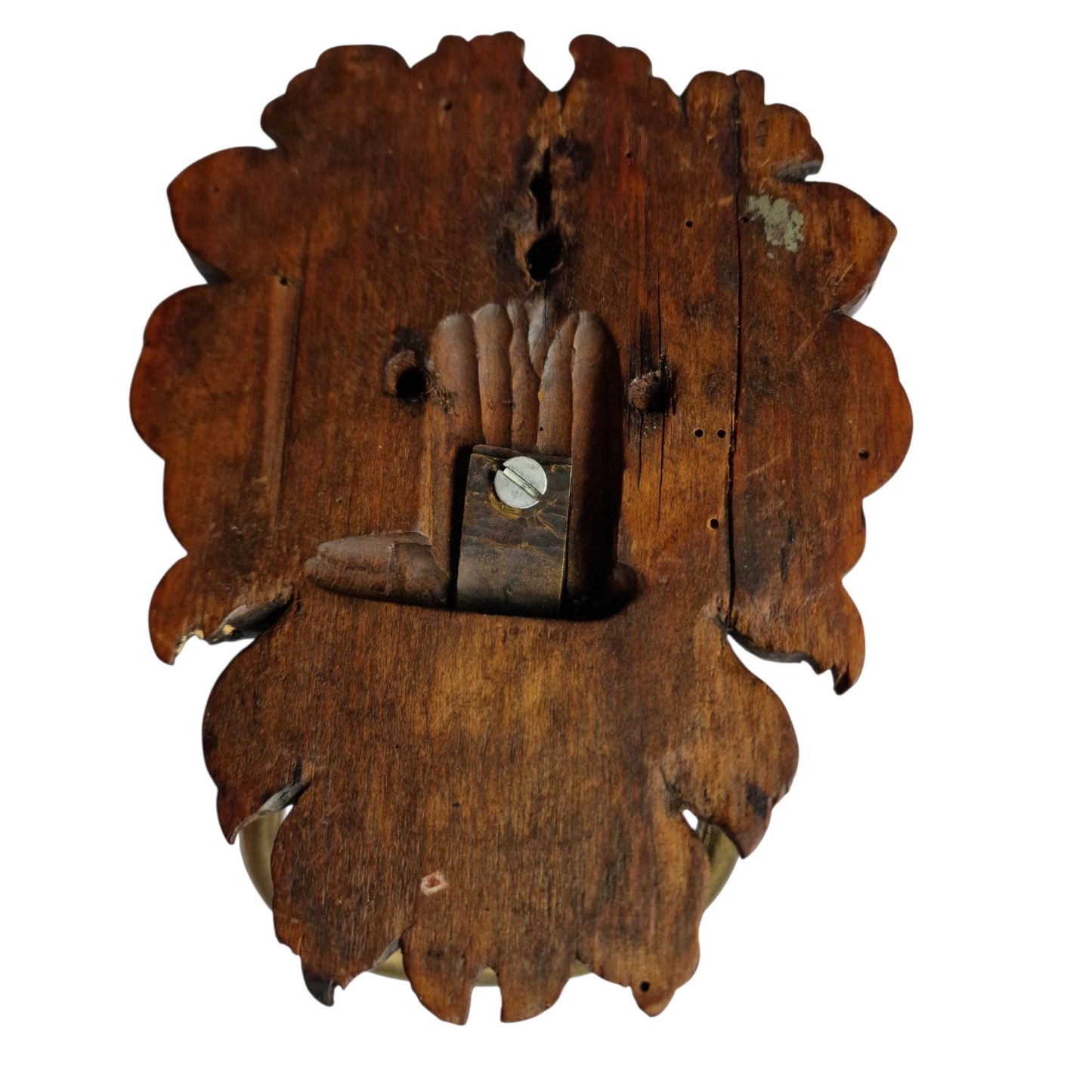 18th Century Hand-Carved Lion Door Knocker with Brass Ring - Architectural Salvage