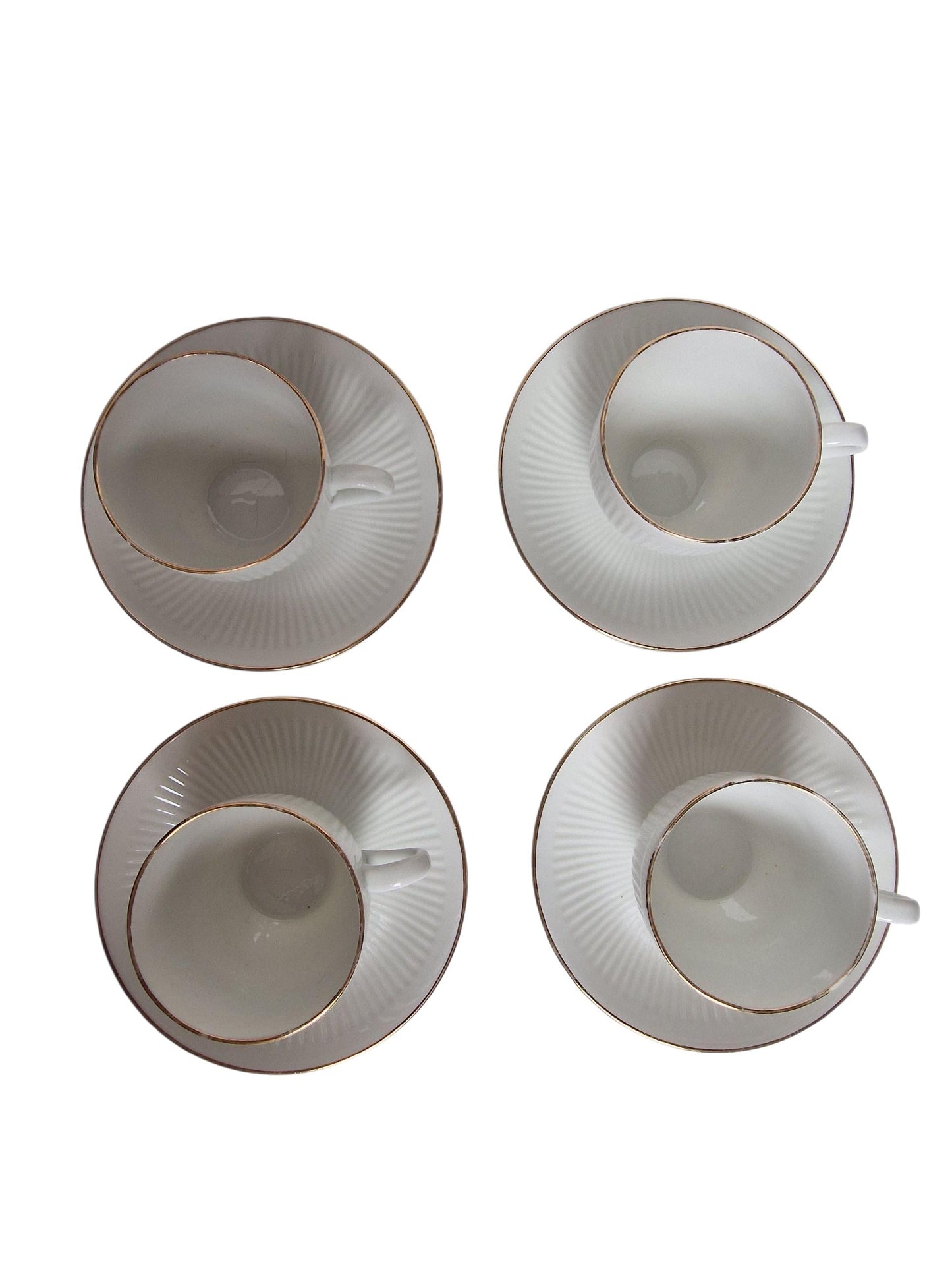 Vintage Rörstrand Sweden Coffee Cup Set – Mid-Century Porcelain, Gold Accent