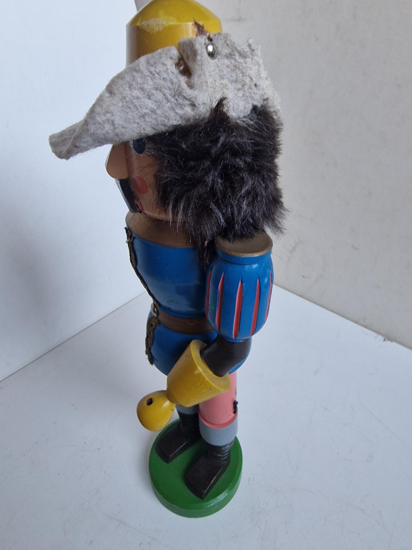 Antique Erzgebirge Wood puppet, Hand-Painted Christmas Decor (38cm, 1920s)