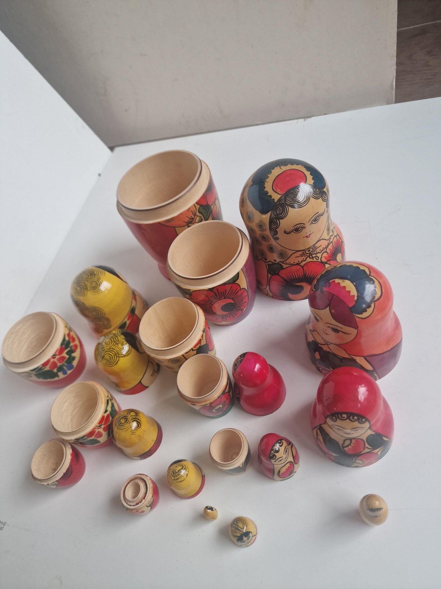 Handpainted Wooden Matryoshka Dolls, Babushka Set of 2