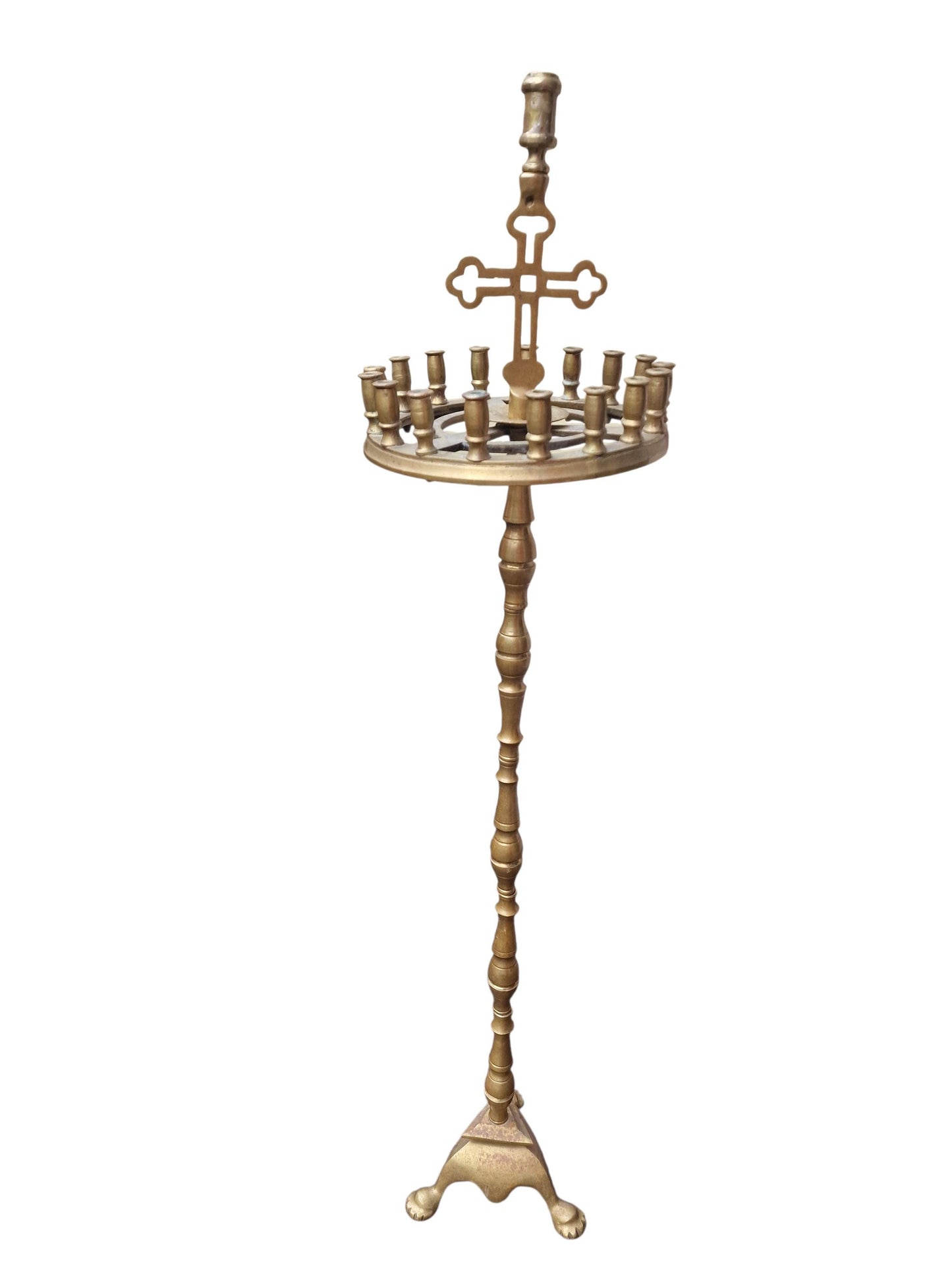 Antique Brass 18-Light Church Candle Stand – Catholic Sanctuary Decor, 43"