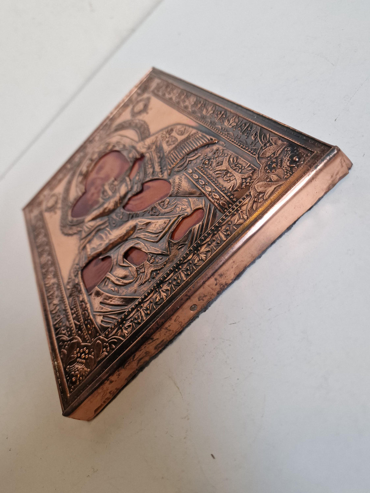 Virgin of Kazan Icon, Copper Relief Oklad, Russian Orthodox Icon 22 x 18 cm, midcentury vintage ikoon
