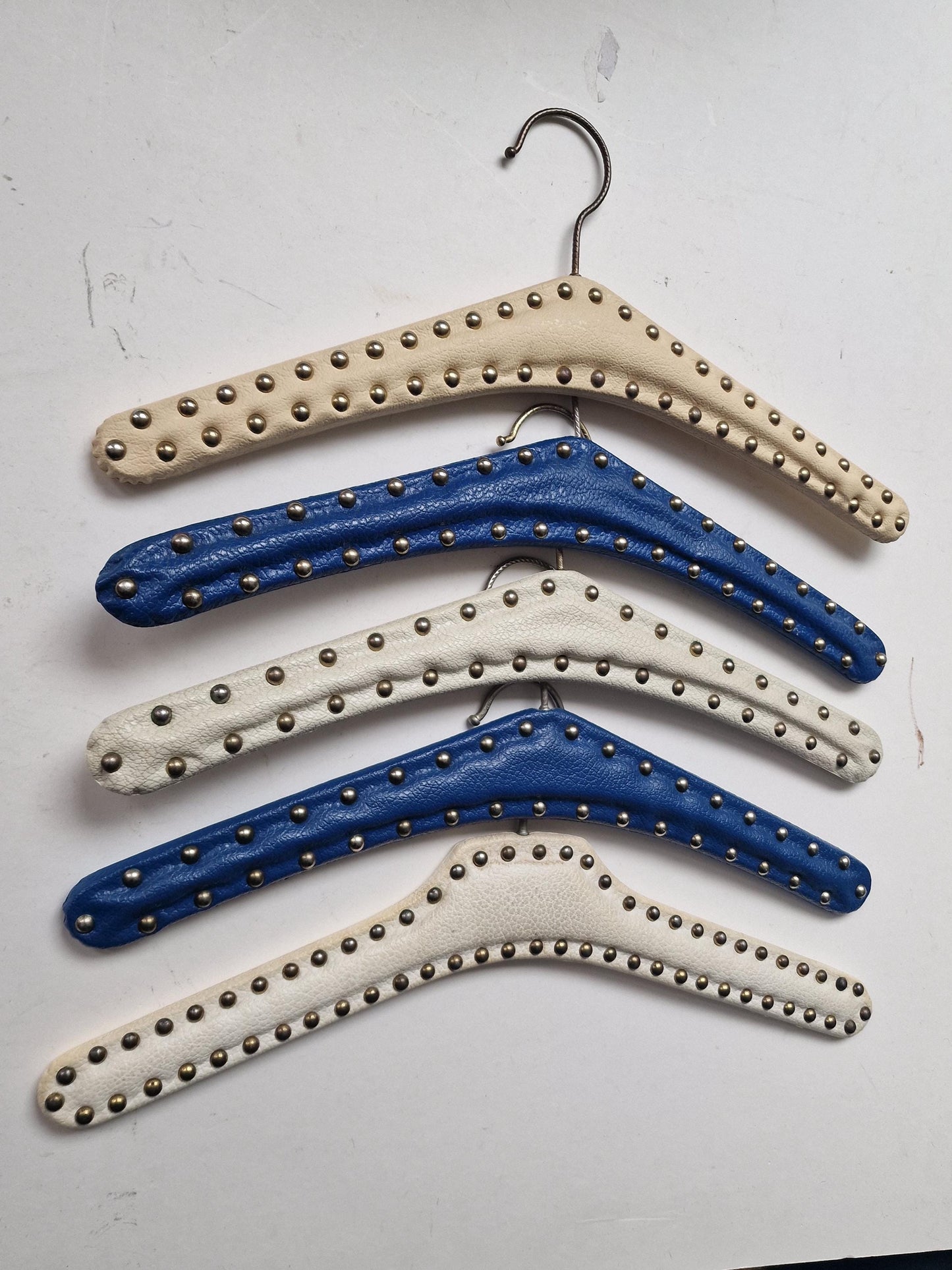 Set of 5 Vintage Rockabilly Studded Leatherette Hangers, 41cm