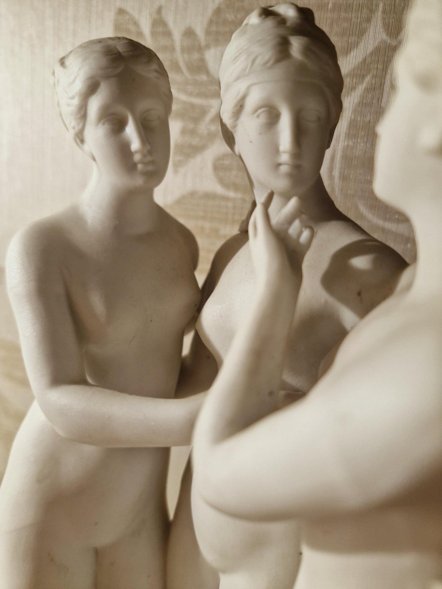 The Three Graces Porcelain Sculpture, Hertwig & Co, Neoclassical Revival