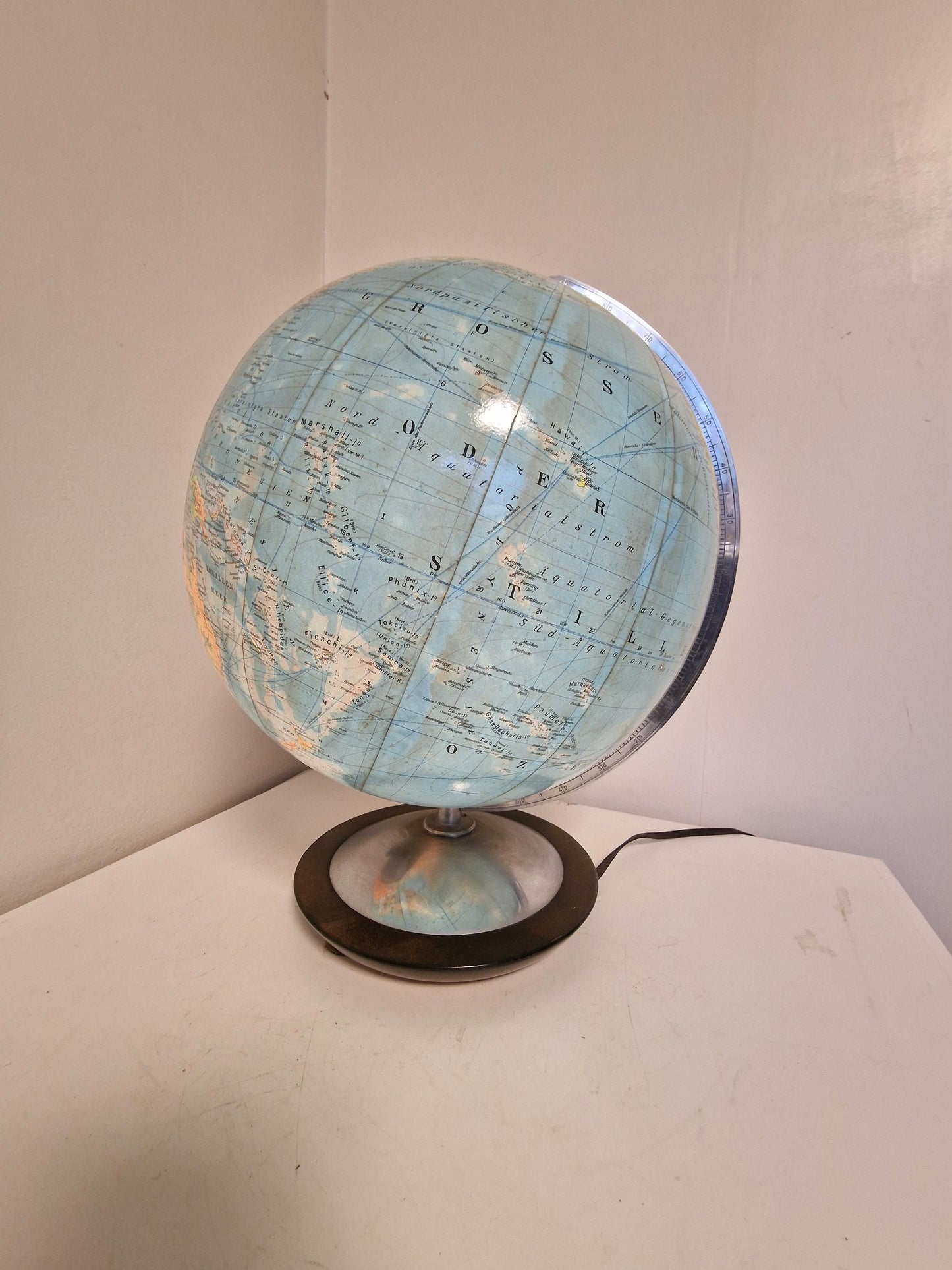 XL Vintage Glass Globe Lamp by Paul Oestergaard, columbus, 1950s MCM wereldbol earth
