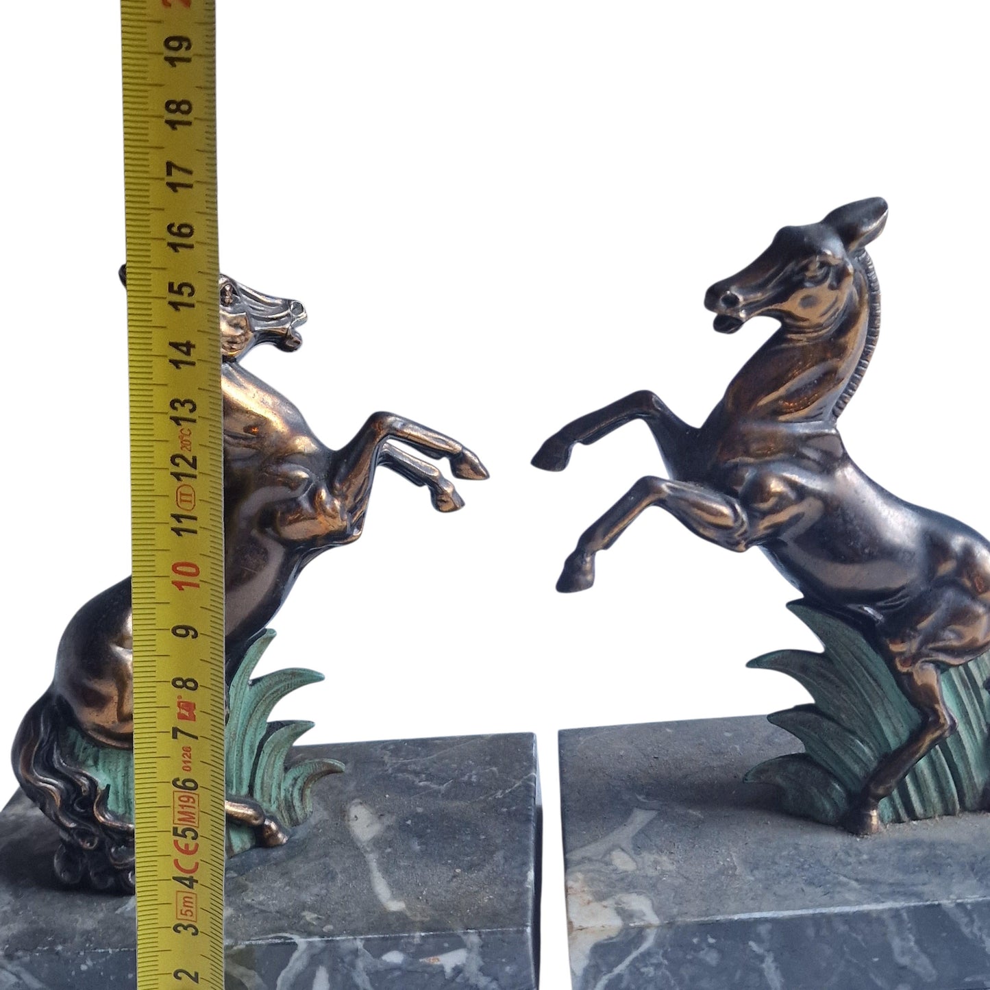 Stunning Art Deco Bronze bookends, horse, cold painted cast bronze on marbre.