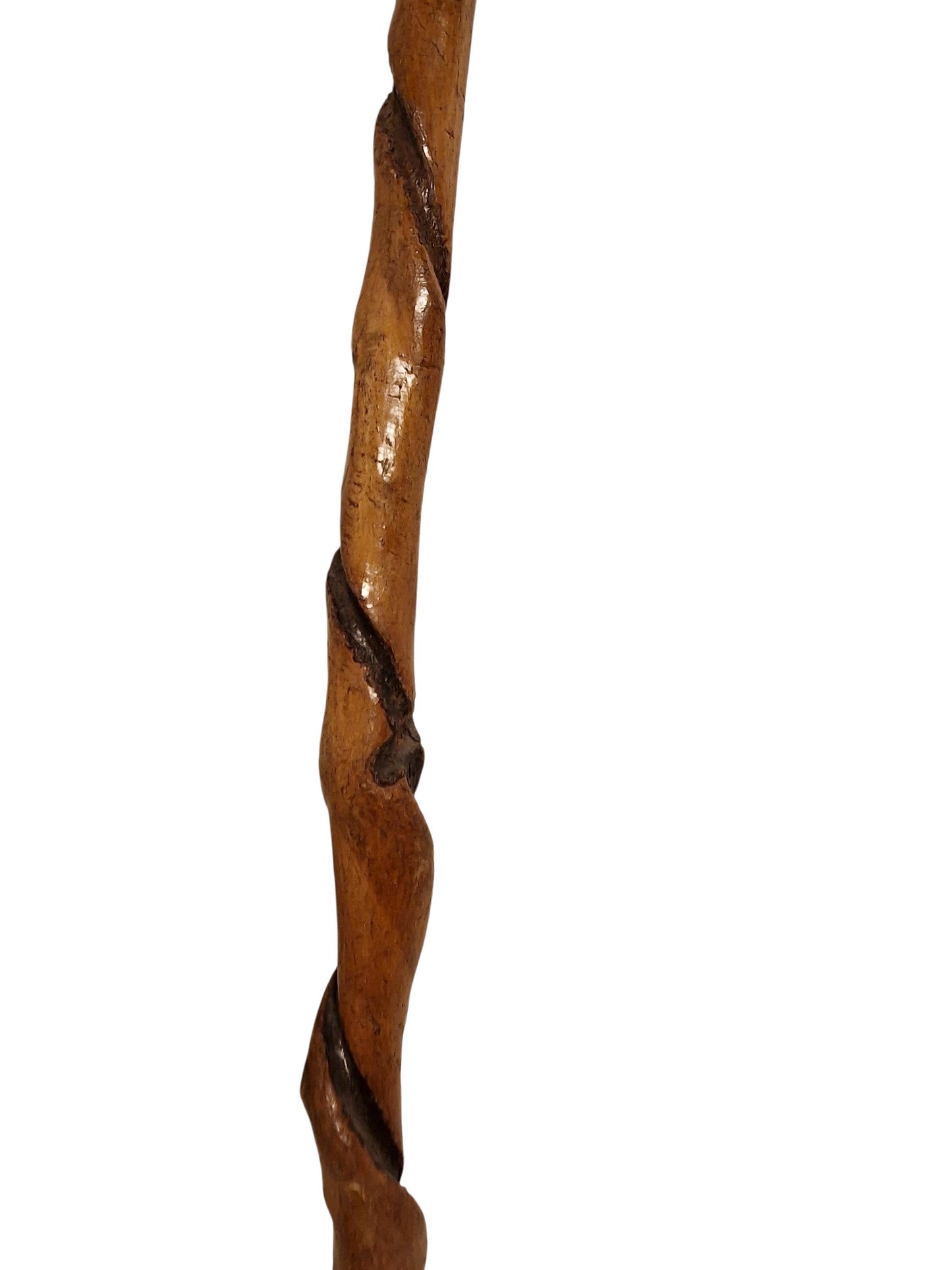 antique cane Bavarian twisted walking stick with deer antlers, european collection, flannel stick,