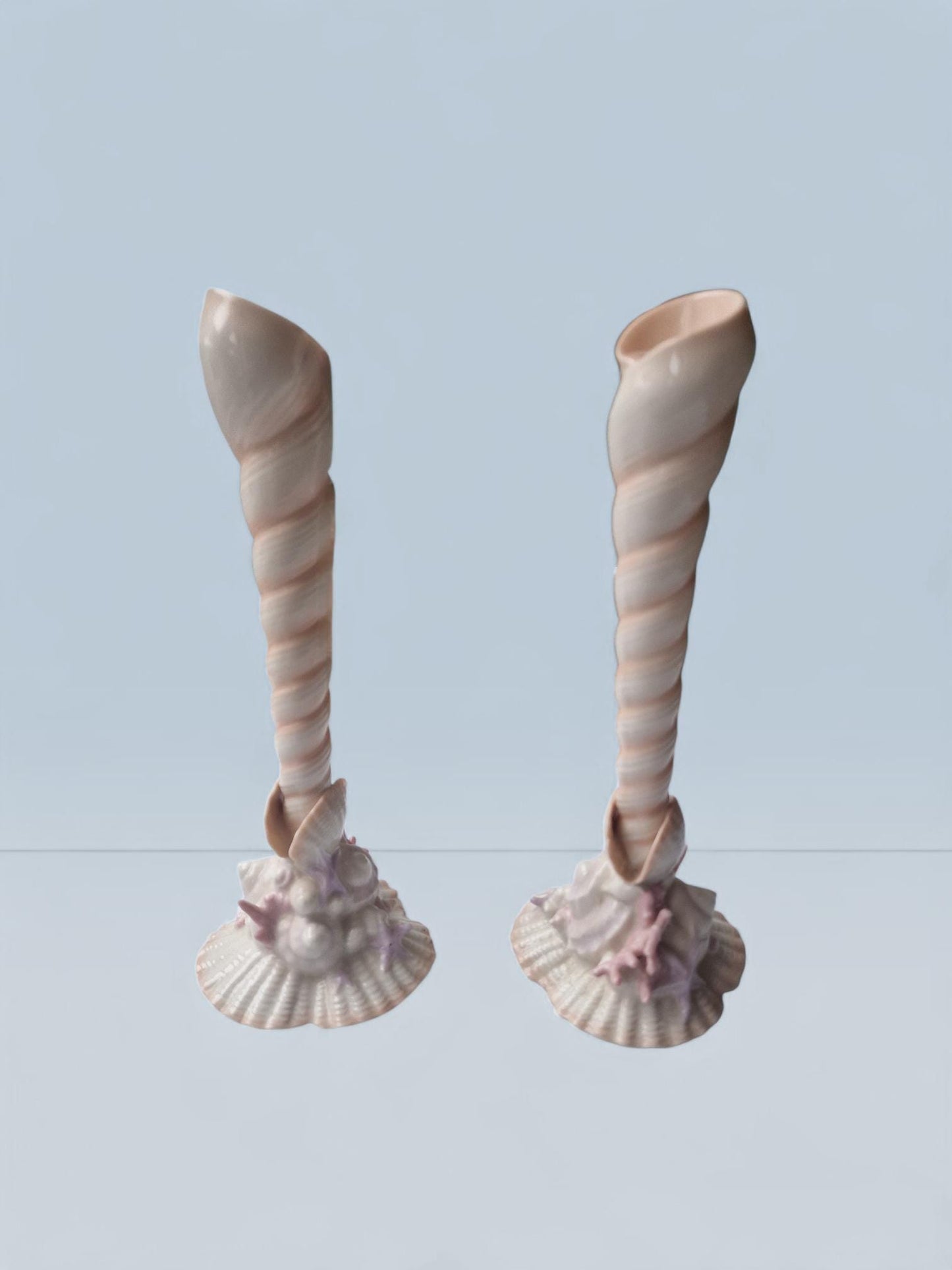Franklin Mint Treasures from Atlantis Shell Candlesticks – Porcelain Nautical Decor, Design by George de Hory (1989) rare!!!
