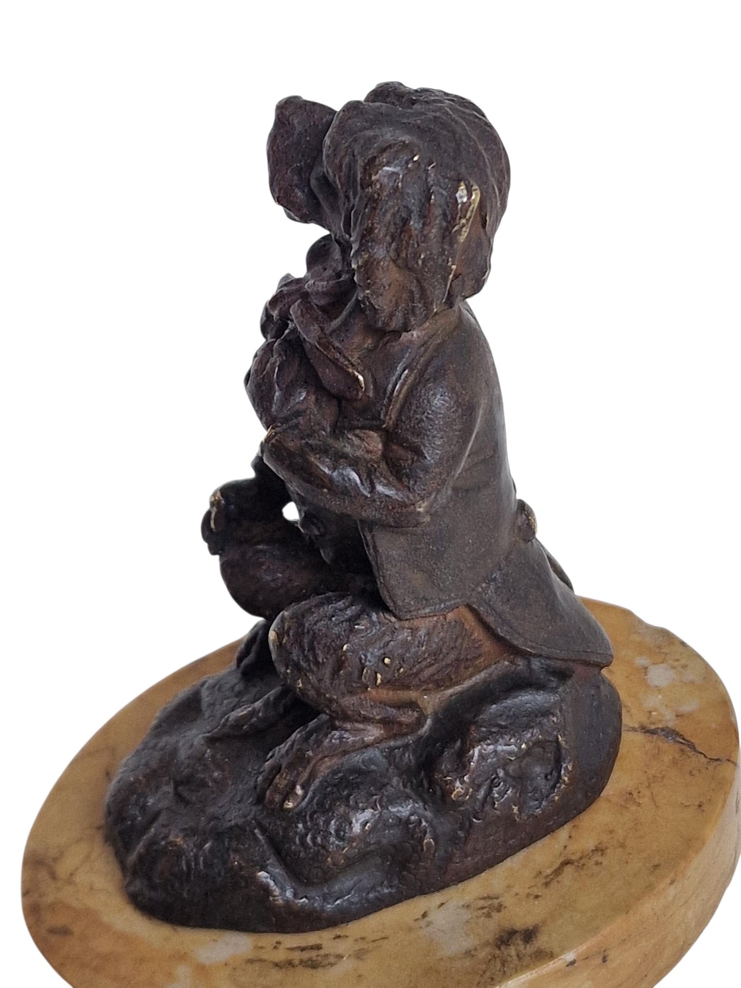 Vienna Bronze gentleman dog Figurine, antique wiener brons on marble foot ca 1900