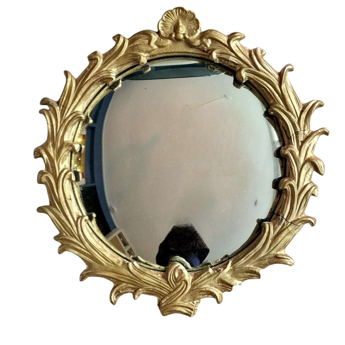 Convex Butler Mirror, Antique British Decor (30cm) rare old 19th antique sphere goldgilt