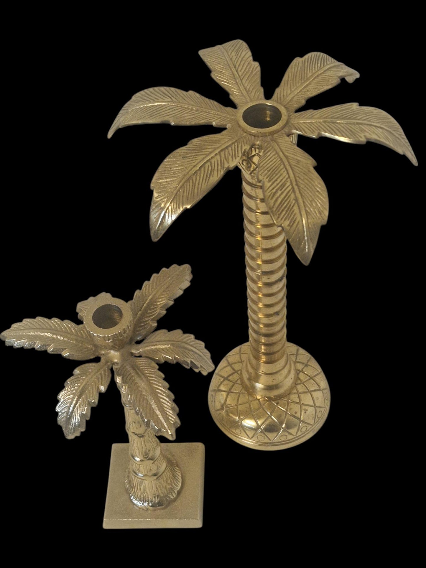 Hollywood Regency Palm Tree Candlestick Set, Large Pineapple Decor