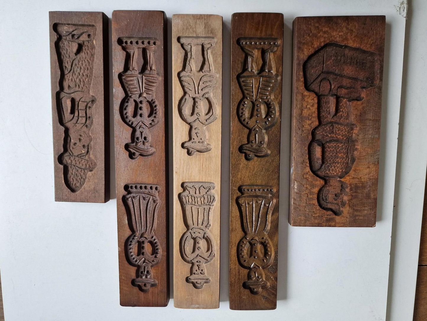 Antique Dutch Speculaas Bartje Cookie Mold Set baking shelf boards set vintage delft kitchen