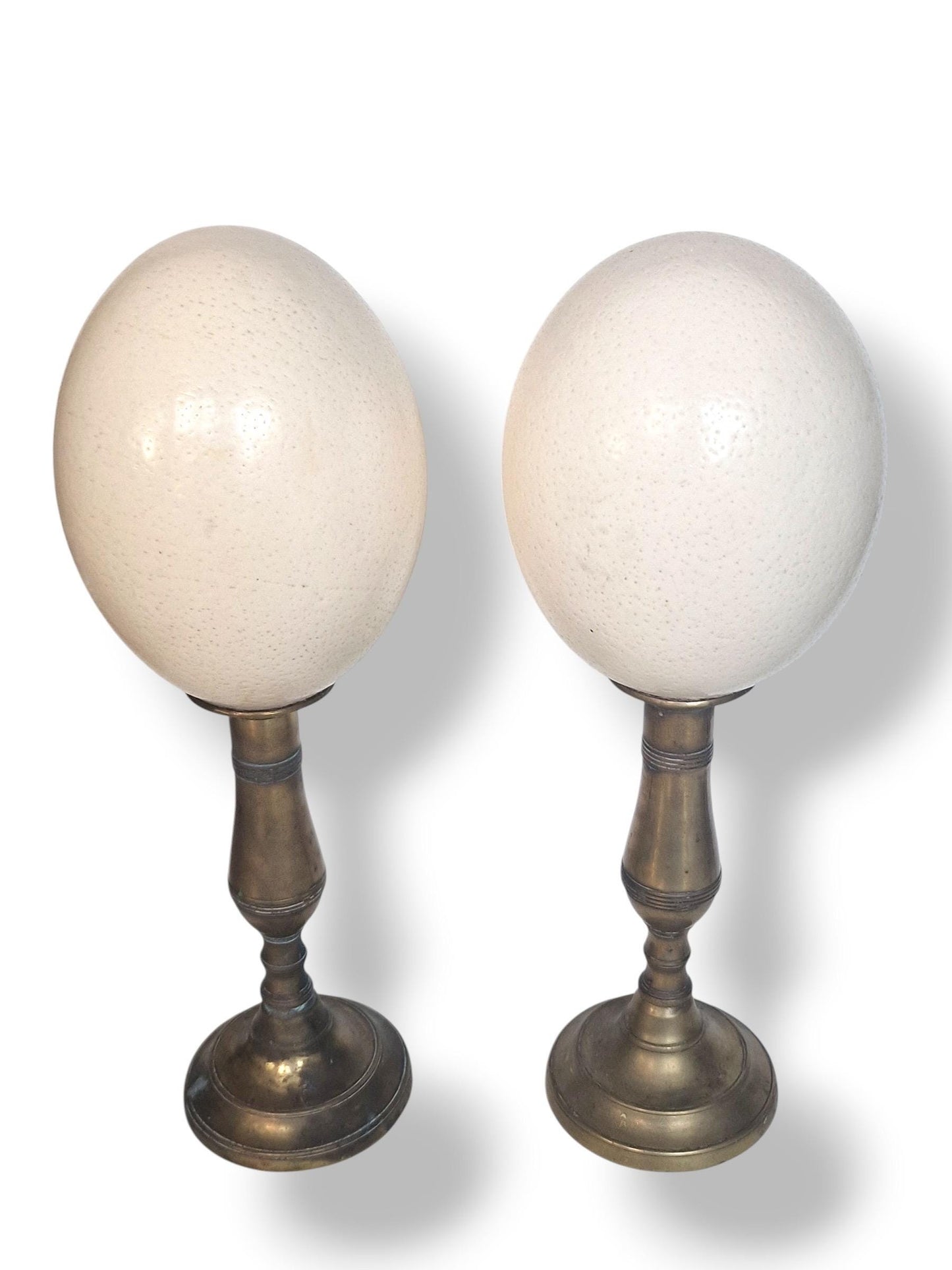 A set of 2 34 cm large Art Nouveau Bronze Ostrich Eggs, Austrian Fauvism Decor, 34 cm