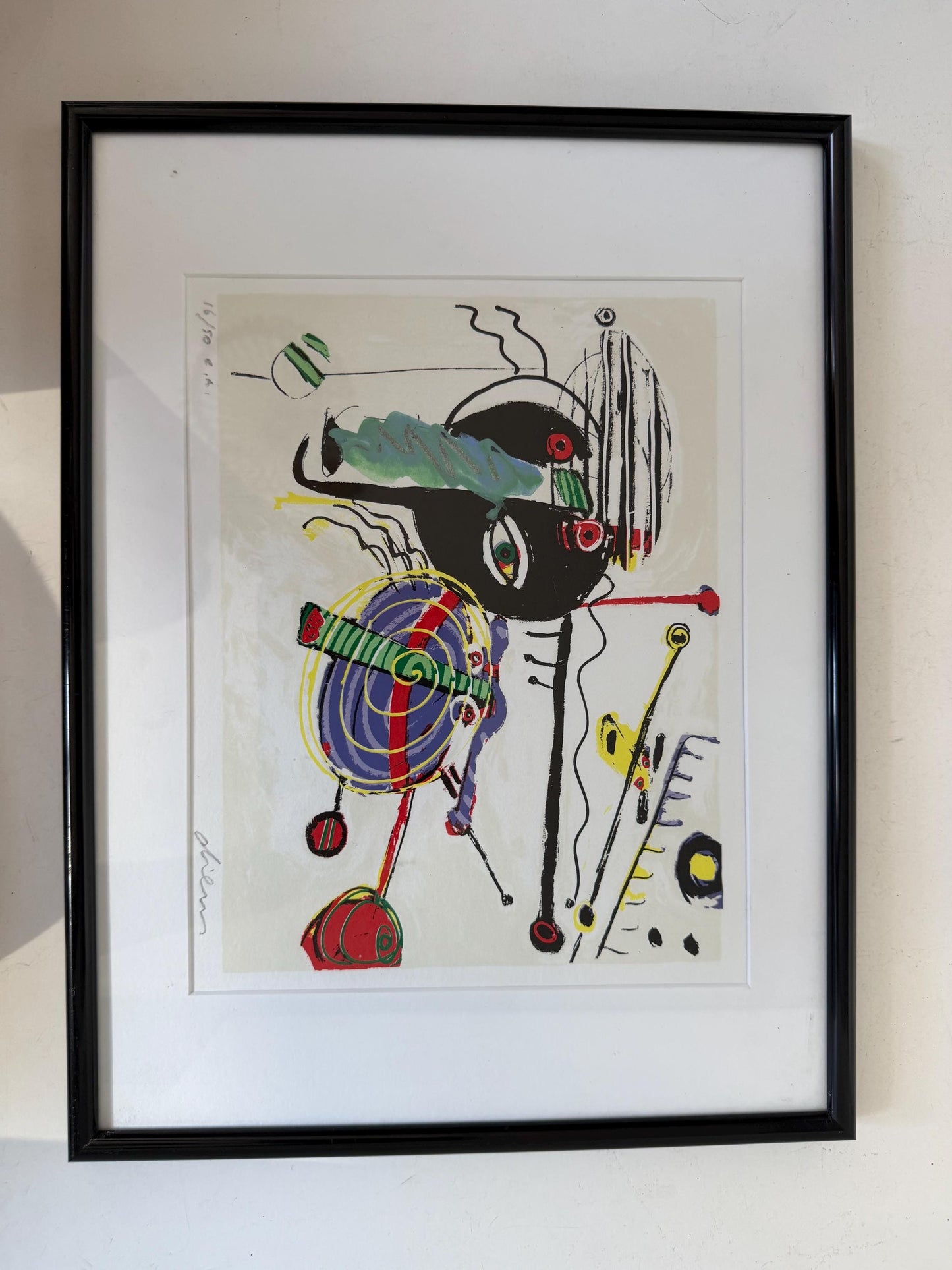 Peter Diem Abstract zeefdruk Painting on paper, framed, Dutch Artist modern abstract 16/50