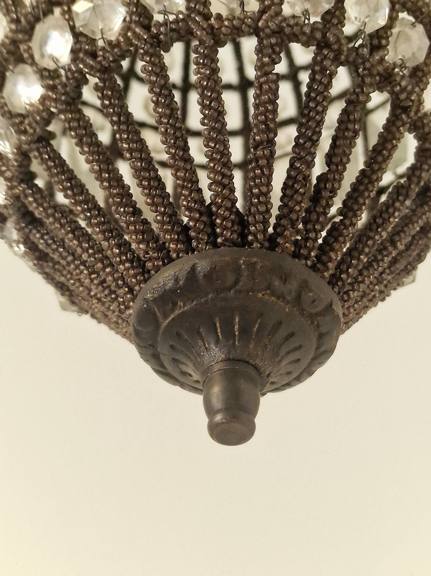 French Art Deco authentic Beaded Crystal Pear Chandelier, Circa 1930 - het Gooi, the Netherlands, stunning light aura