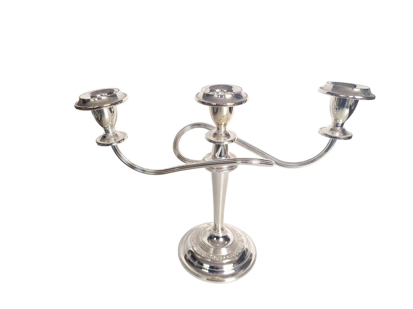 Vintage Silver Plated 3 Arm Candelabra, Three Light Candle Holder, scrolled arms, Classical Candlestick, Elegant Table Centerpiece