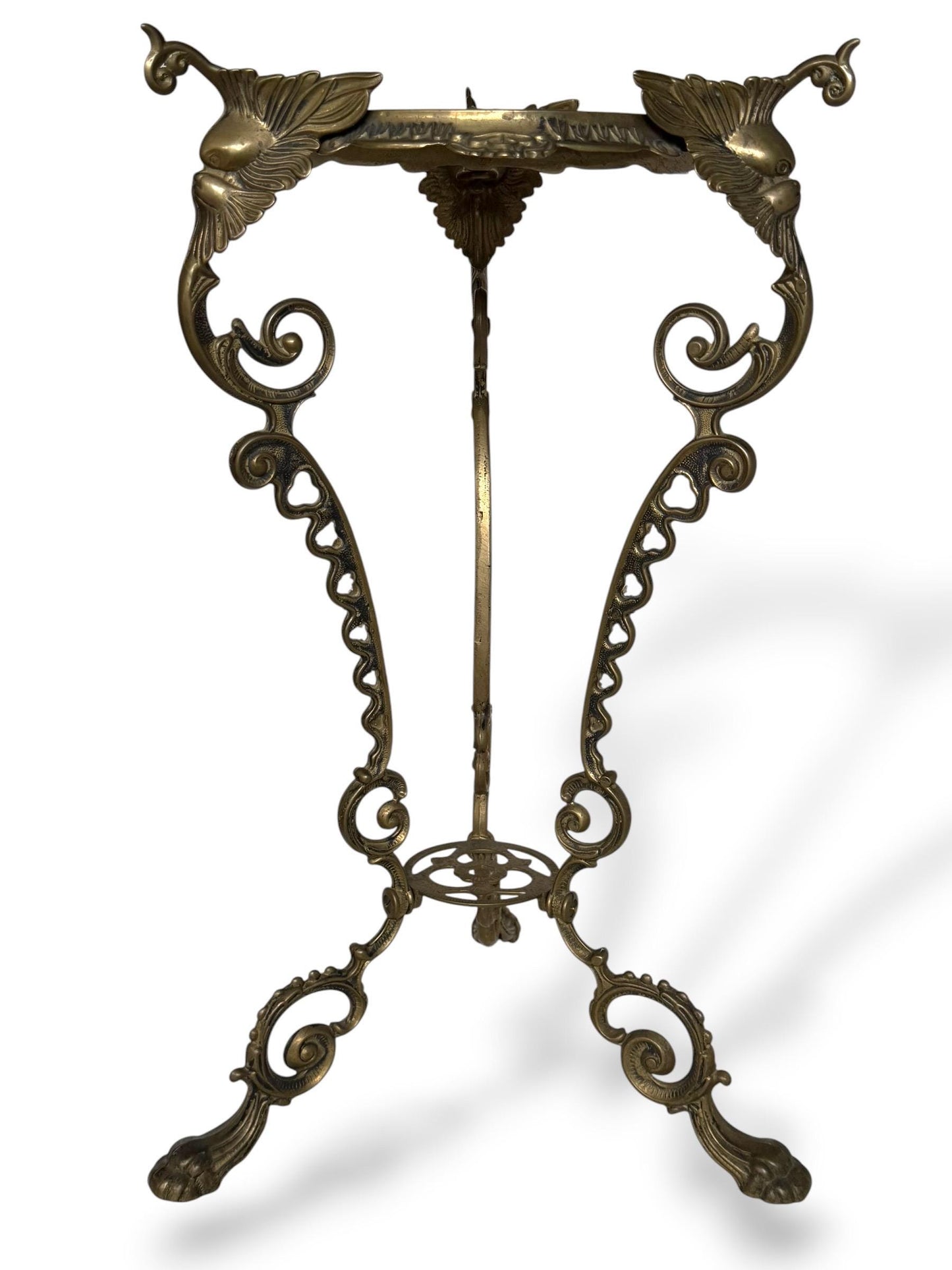 Sidetable, French Art Nouveau ornate Brass Plant Stand / Gueridon, circa 1900-1920