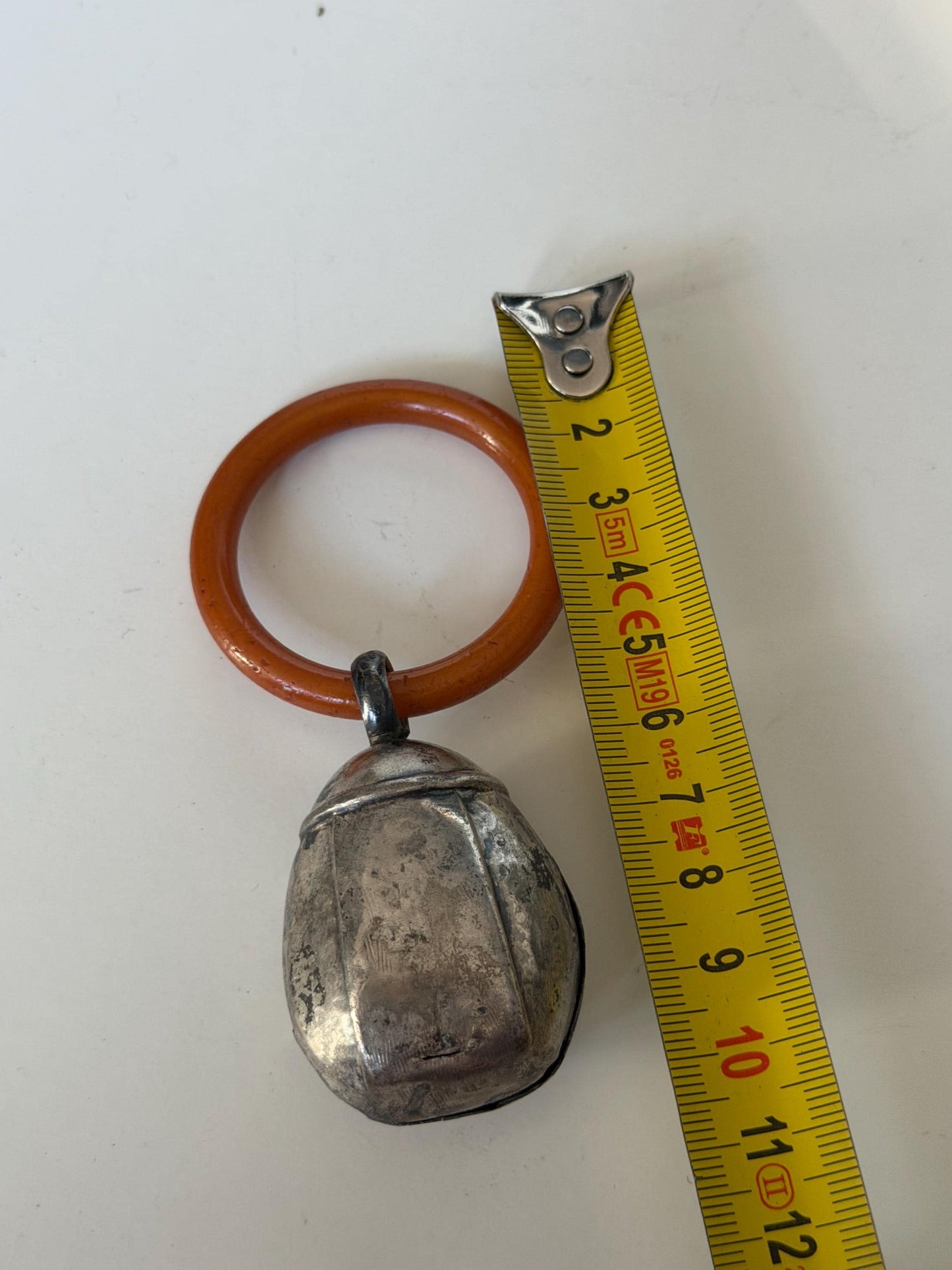 Bijtring, art deco, teething ring antique rattle for baby