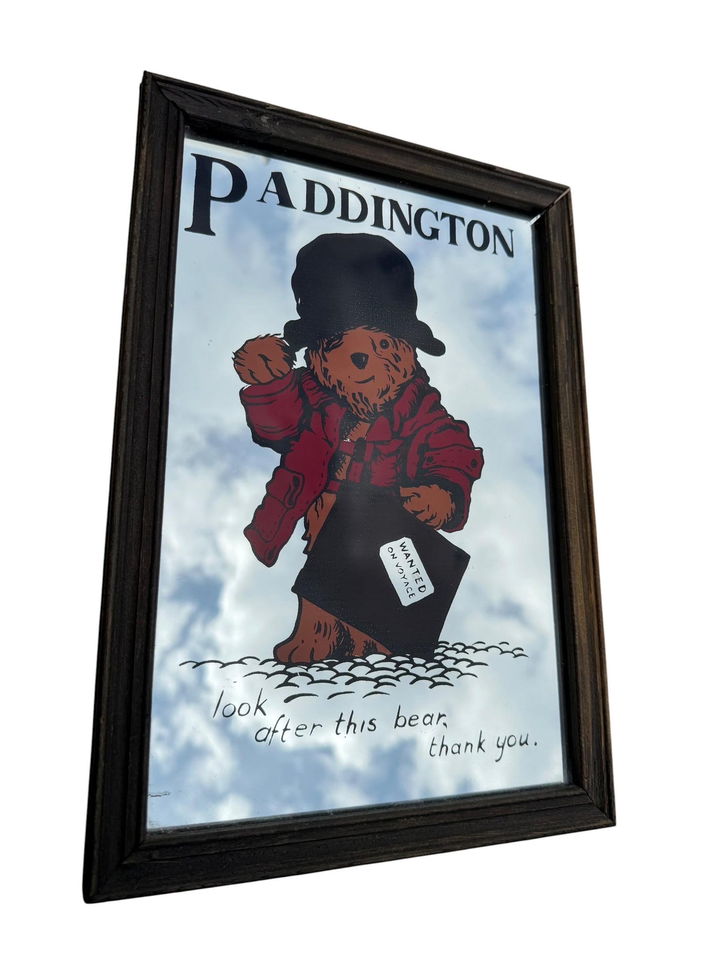 Vintage Paddington Bear Mirror – Framed Nursery Mirror – UK – c.1970s–1980s