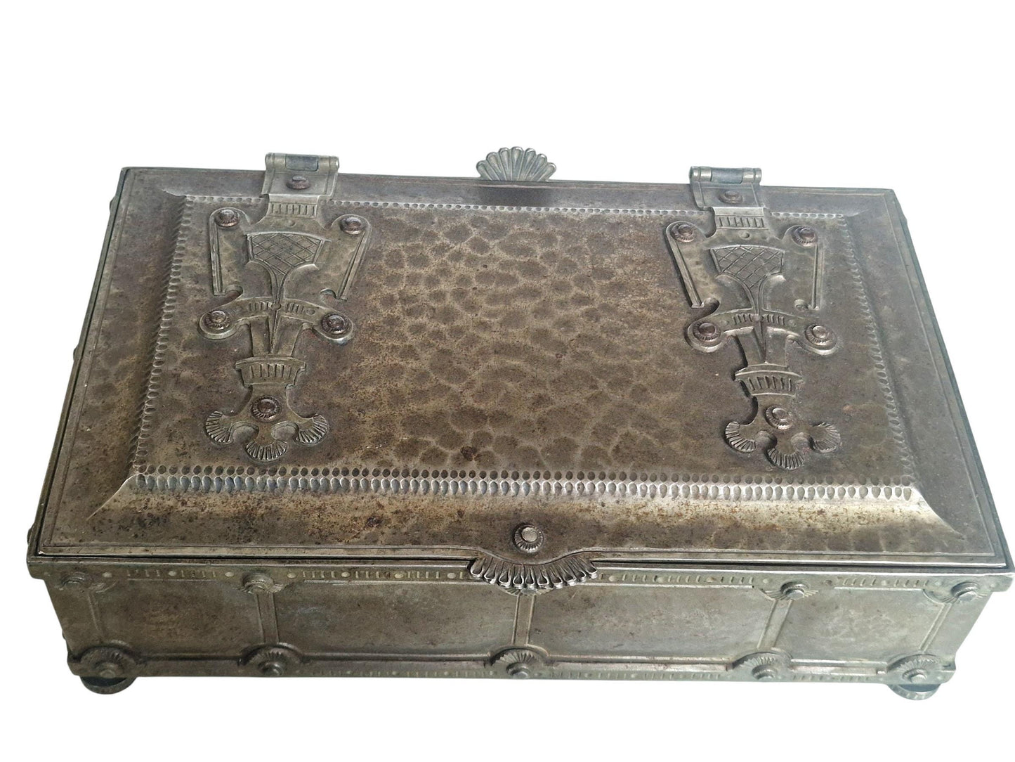 Arts & Crafts Hammered Metal pewter antique document Casket – England – c.1900–1915 scotland