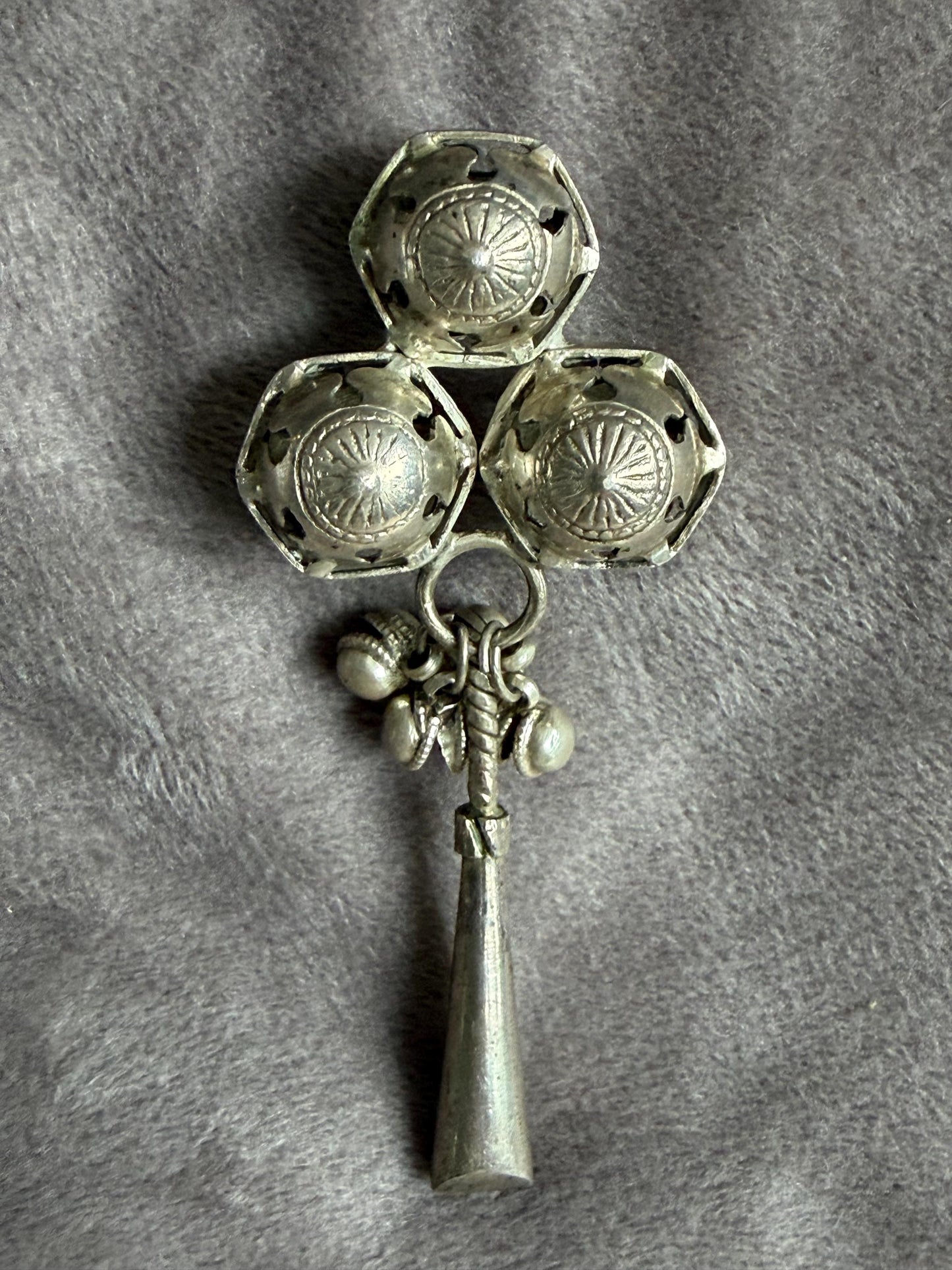 Antique European Silver Baby Rattle flute Three Bells 19th Century baby Toy nursey child shower giftbaby