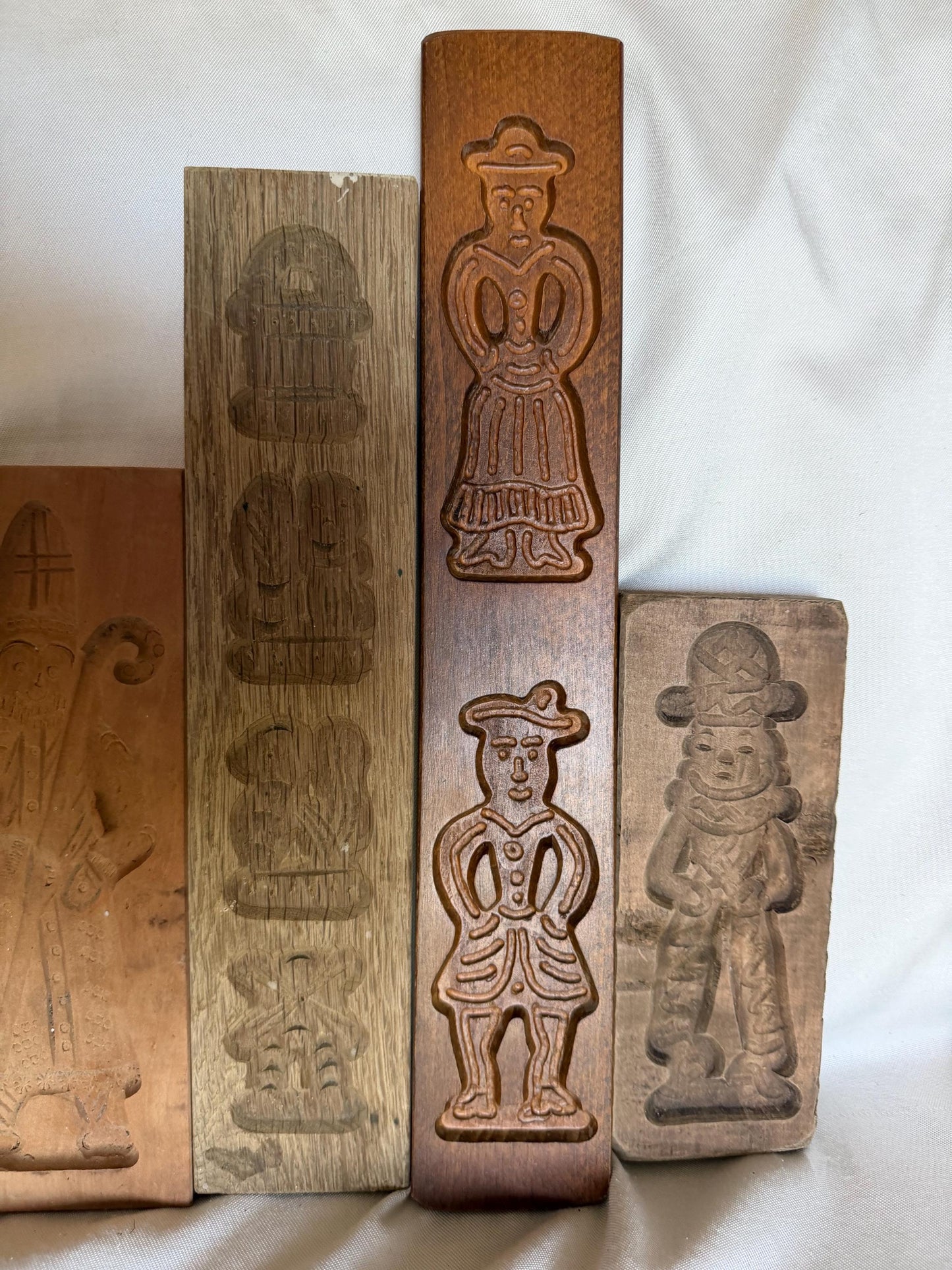 Antique Dutch Speculaas sinterklaas wood Cookie Mold Set wooden handcarved kitchen shelf, holland Hand-Carved Wooden baking cake Boards