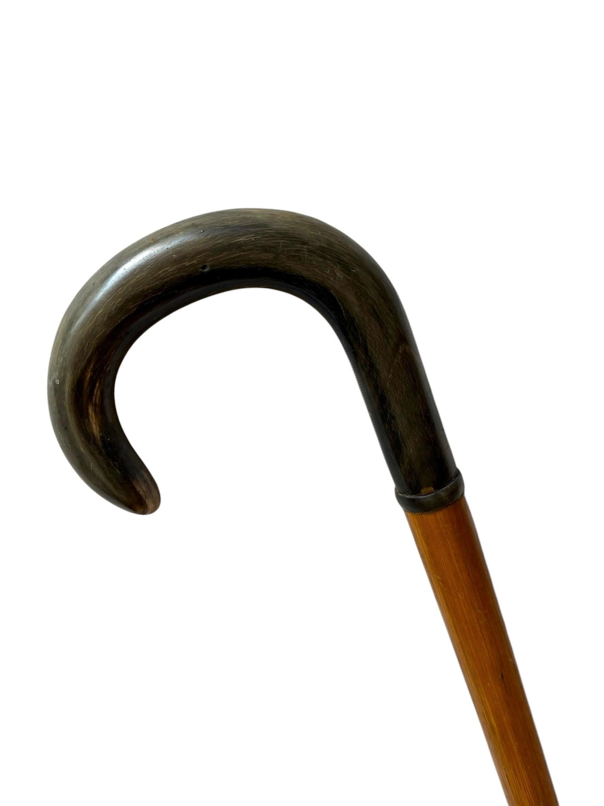 antique walking cane stick with deerhorn , european collection, gentlemen's flannel stick. Wandelstok