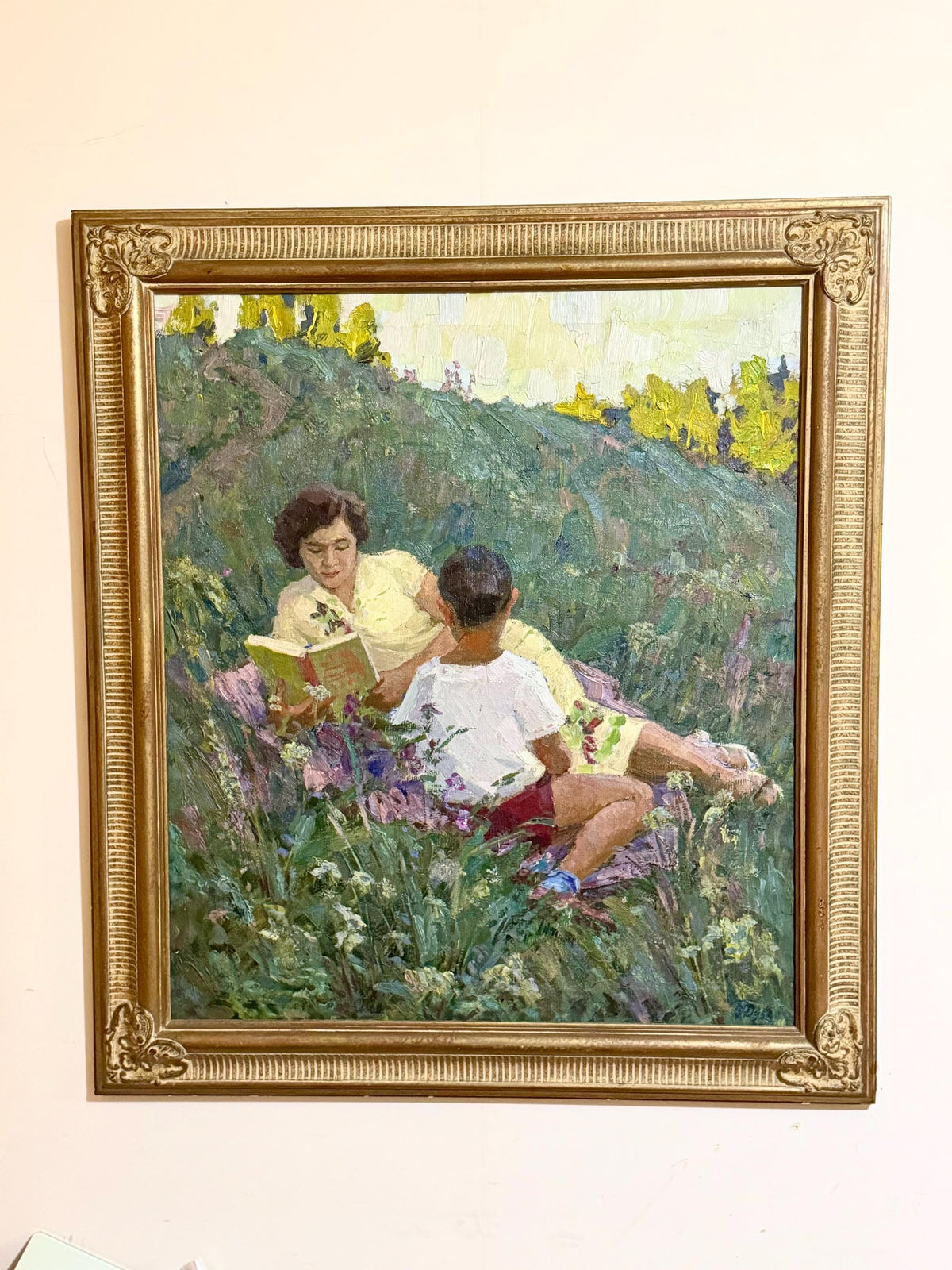 Gennadij Ivanovic Duchanov (1922–2009) – X Large oil painting. “Warm Evening” - Soviet Realist Impressionist, 87 x 75 cm