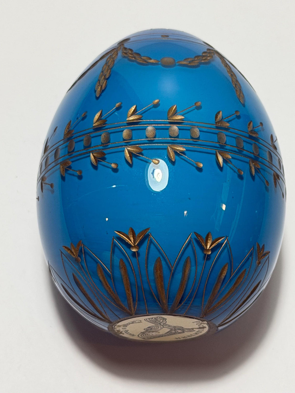 Fabergé blue opaline Crystal Egg, Gilded , Etched Lead Crystal (Collector Item) faberge