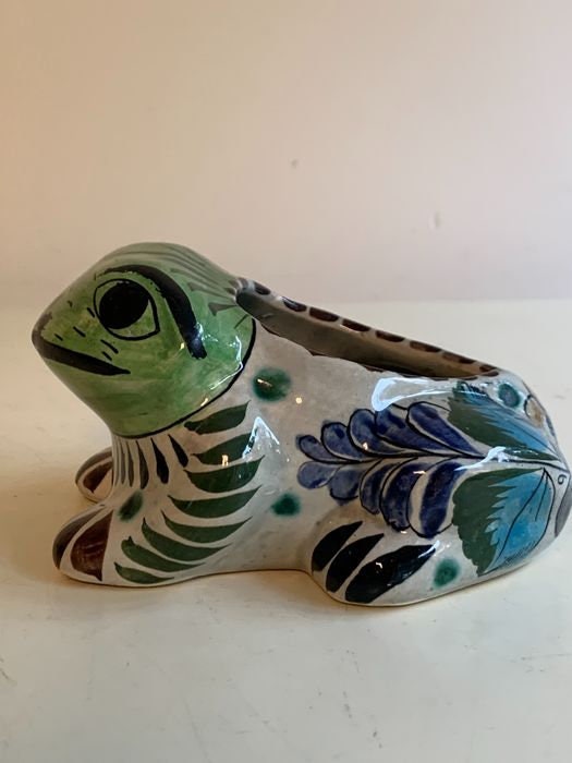 Handmade Tonala Frog Planter, Mexican Folk Art, Sergio Bustamante