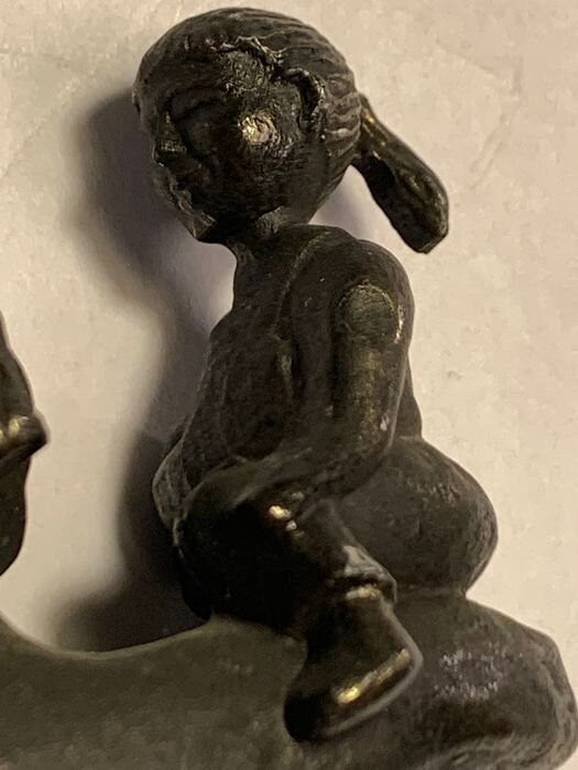 Dutch Design Bronze Clown Figurine with Girl