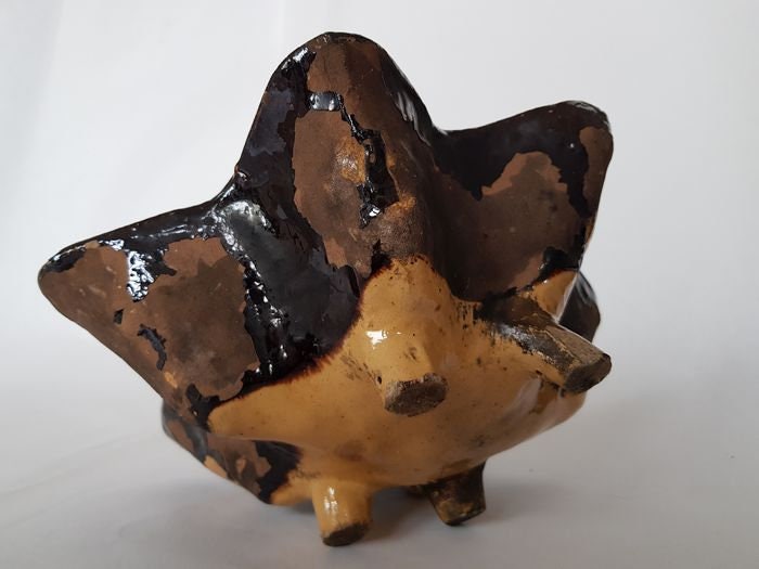 Antique Slibaardewerk Pottery Basket, 18th Century European Dish (30x30x7 cm)
