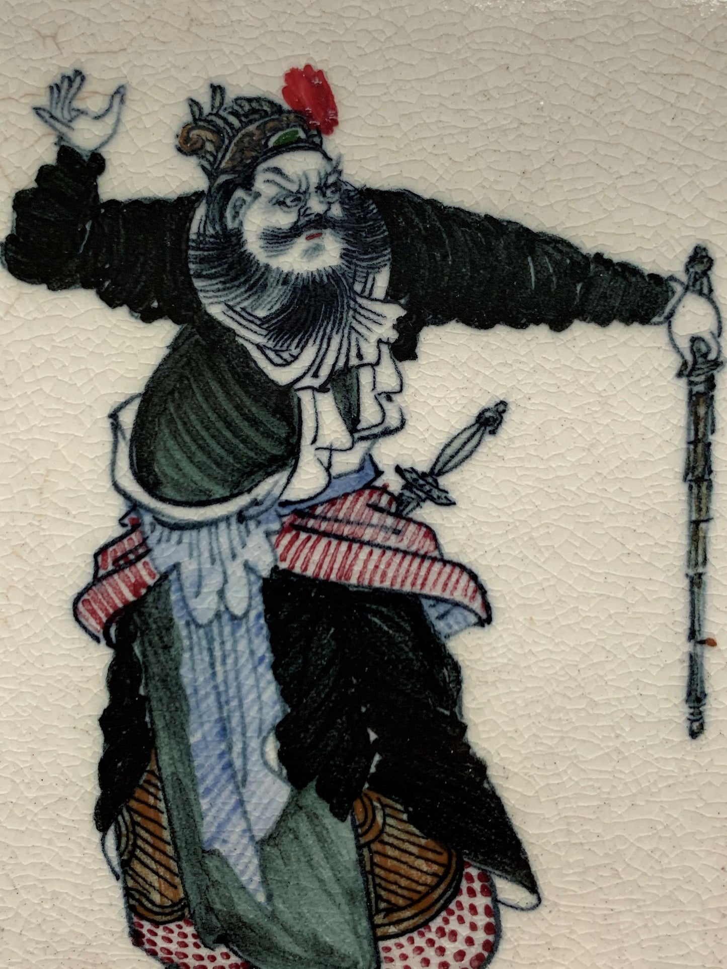Chinese Porcelain Tile, Wu Jinhe, Warrior, 1925