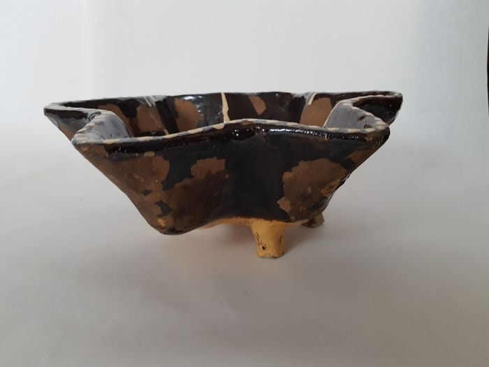 Antique Slibaardewerk Pottery Basket, 18th Century European Dish (30x30x7 cm)