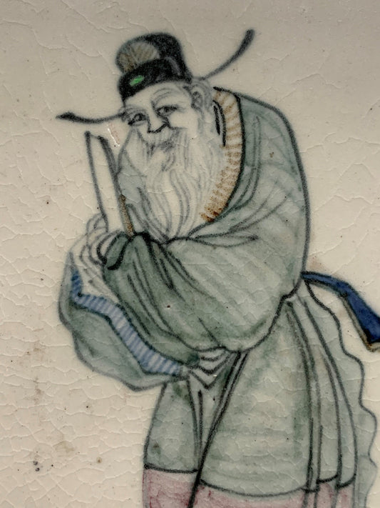 Republic Chinese Polychrome Porcelain Tile, Wu Jinhe Art, 1925