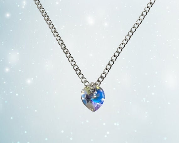 Swarovski Manish Arora Heart Necklace - Aurora Borealis Crystal
