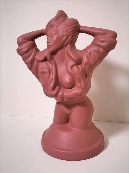 80's Lady sculpture pink typical eighties lady figure tretchikoff style,  roze