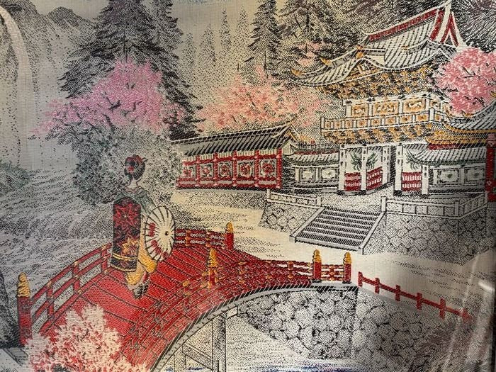 Chinees zijdeweefsel van Geisha - zijde, glas, hout - China - Republieke periode (1912-1949) Aziatische lifestyle