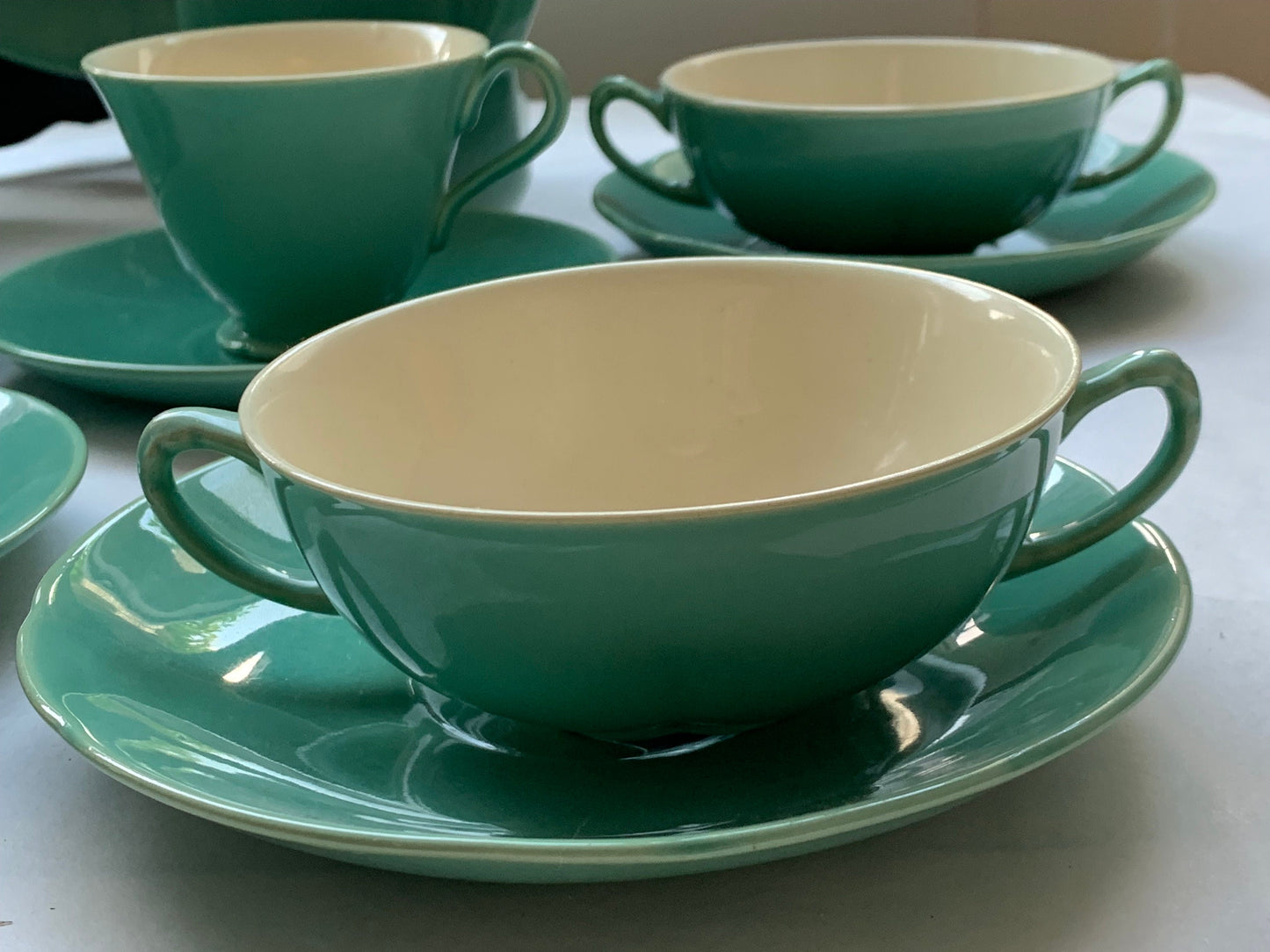 Art Deco Plateel Cacao Set, Koninklijke Zuid-Holland, Gouda