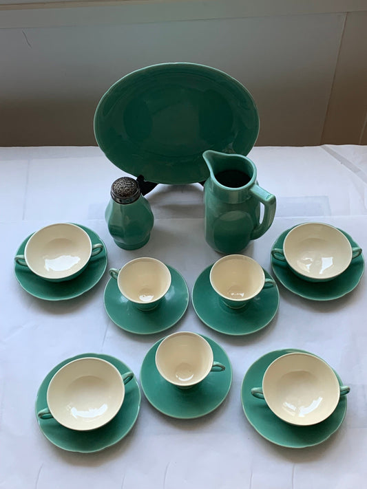 Art Deco Plateel Cacao Set, Koninklijke Zuid-Holland, Gouda