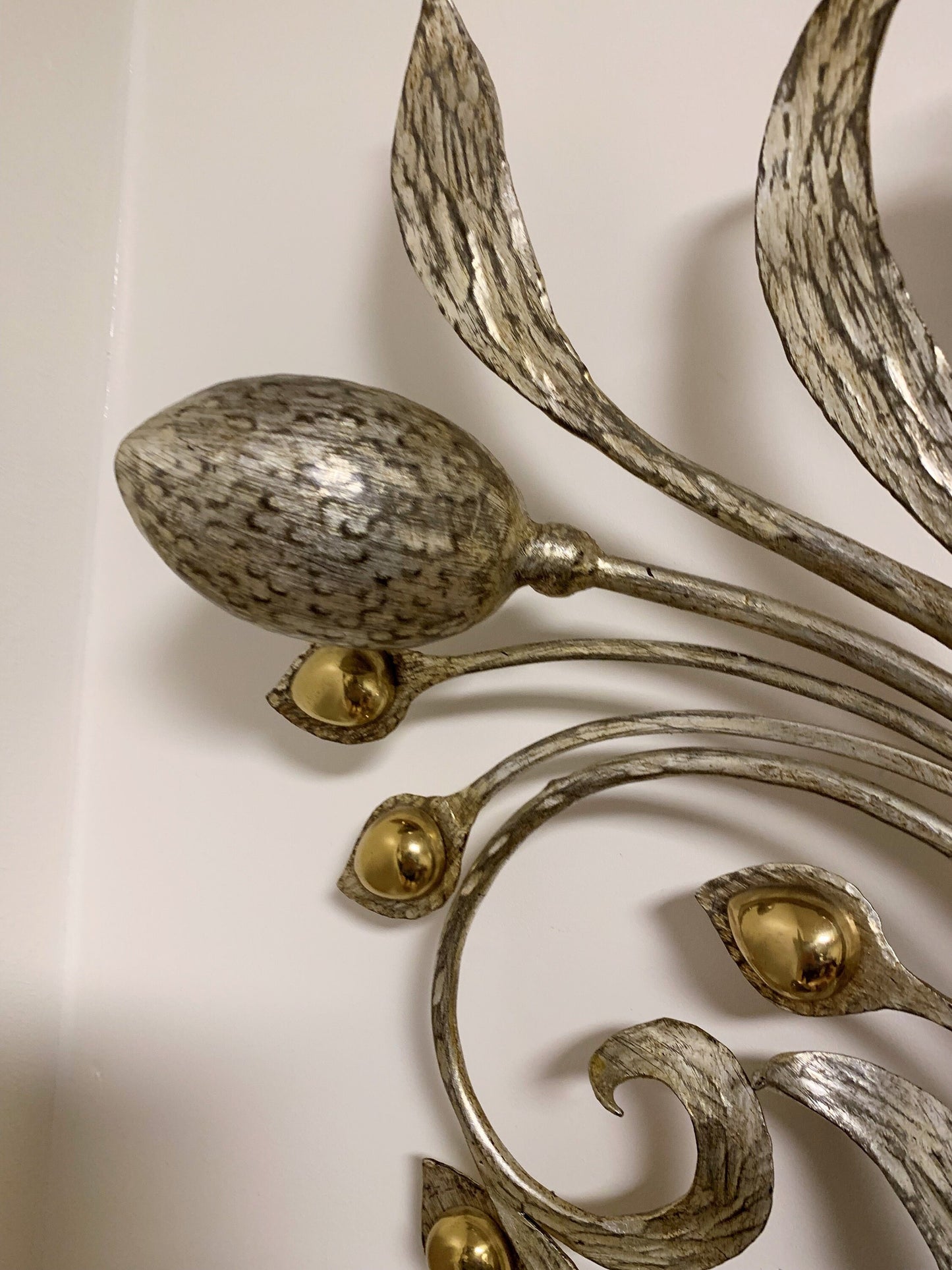 Italian Hollywood Regency Sconce, Gold & Silver Laminated Iron, Ciani Design