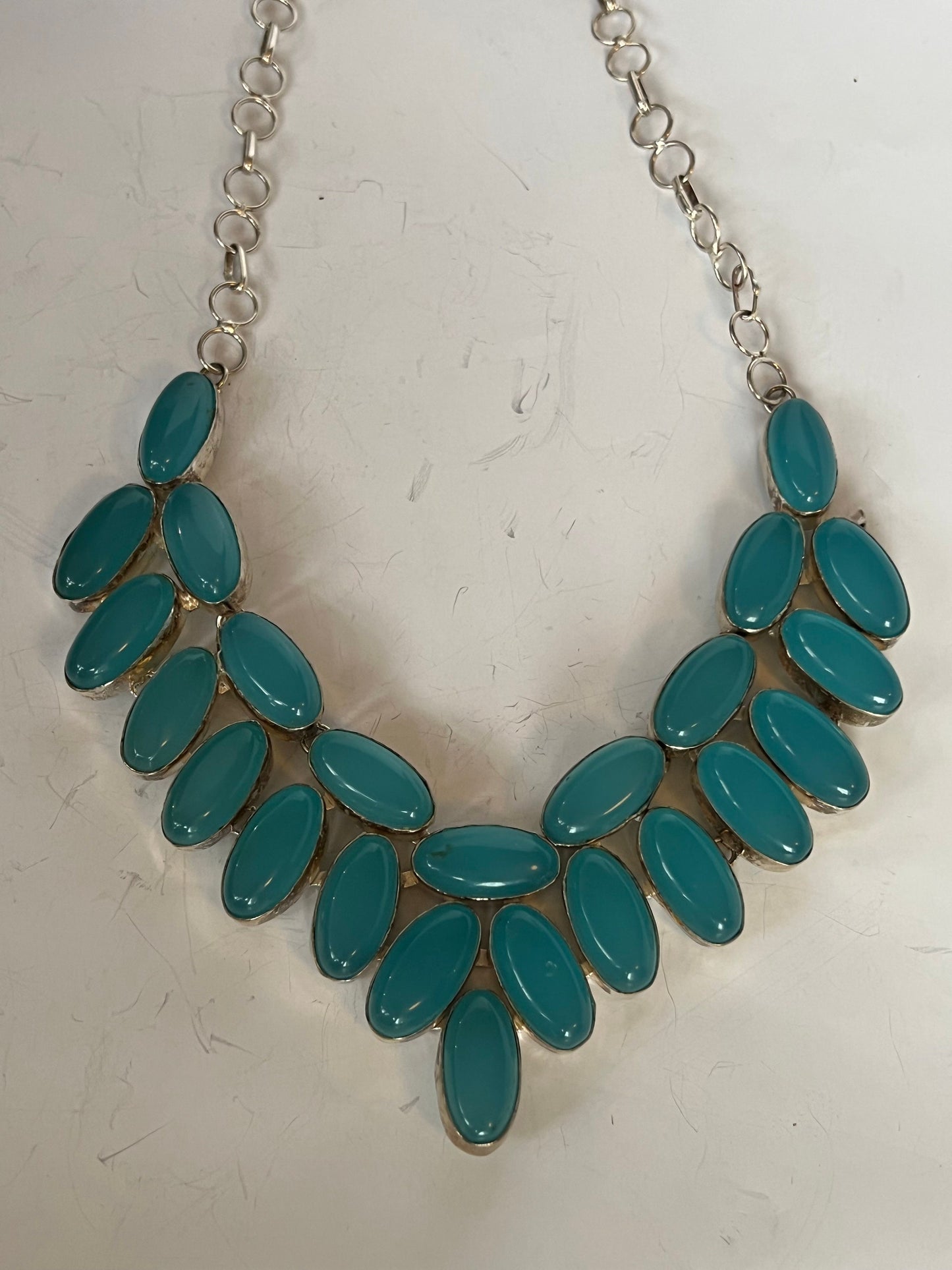 Turquoise Jewelry Set: Sterling Silver Necklace & Earrings, Boho Beach