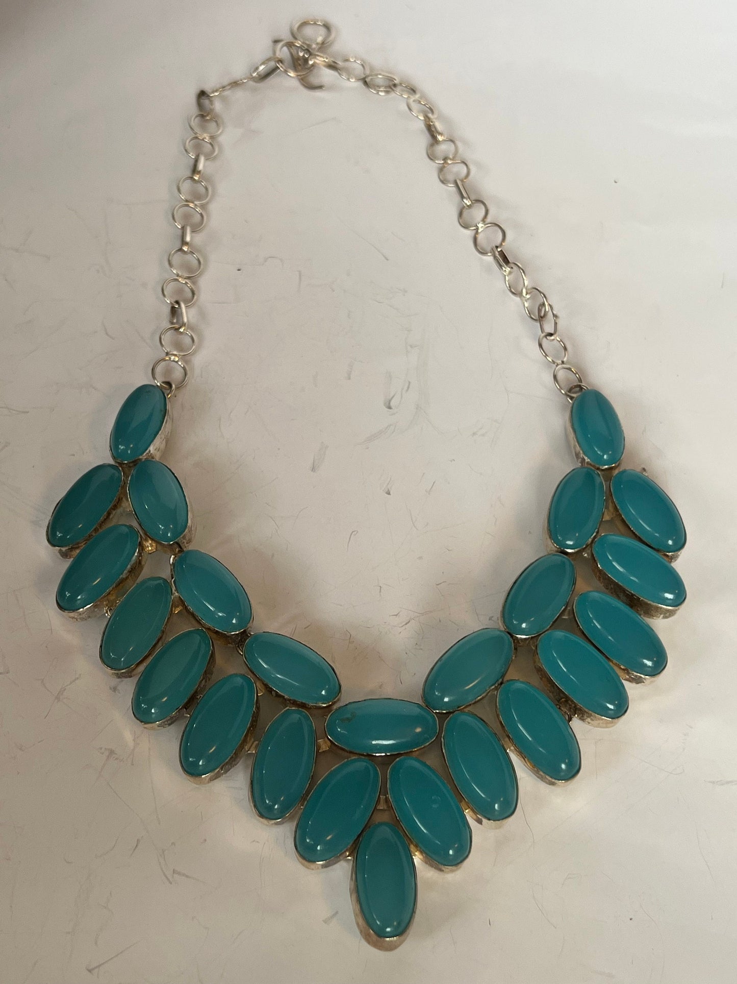 Turquoise Jewelry Set: Sterling Silver Necklace & Earrings, Boho Beach
