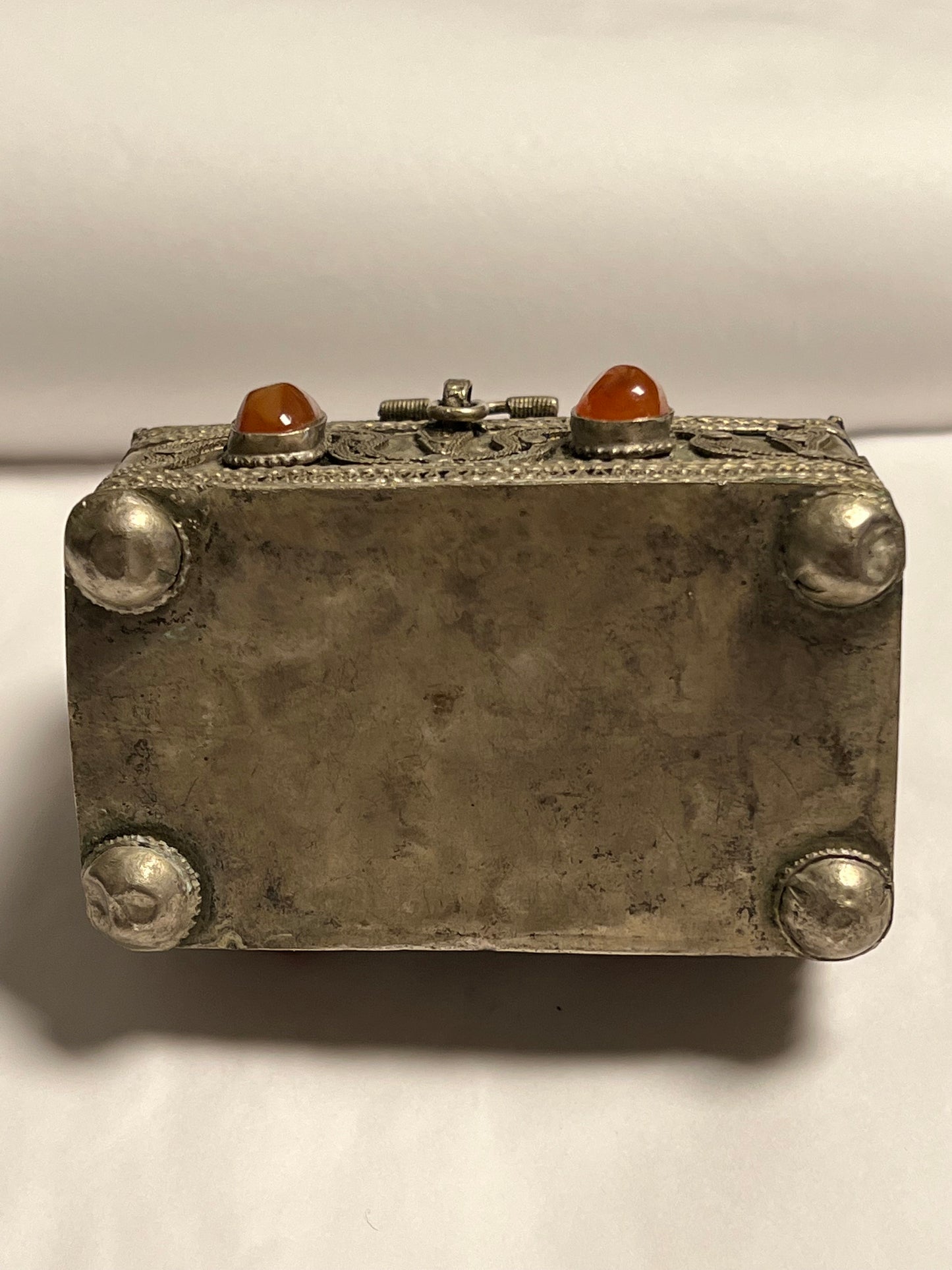 antique silver gemstone bridal filigrain  case Antieke zilveren filigraan cassette met carneool