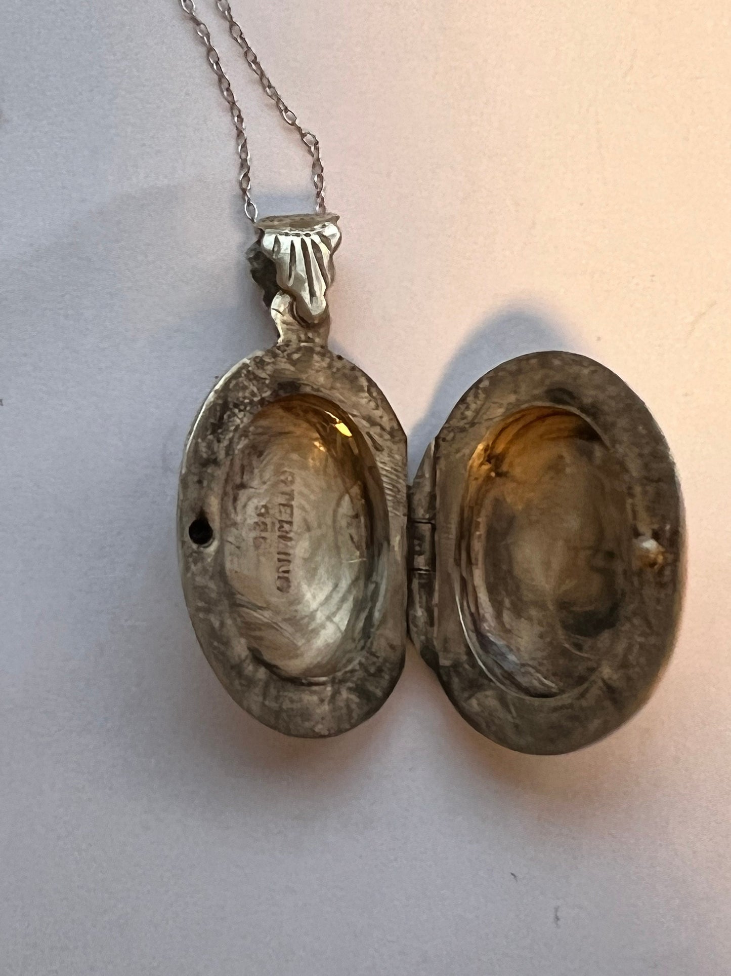 Sterling Silver Floral Locket & Art Nouveau Ring Set, Antique Jewelry