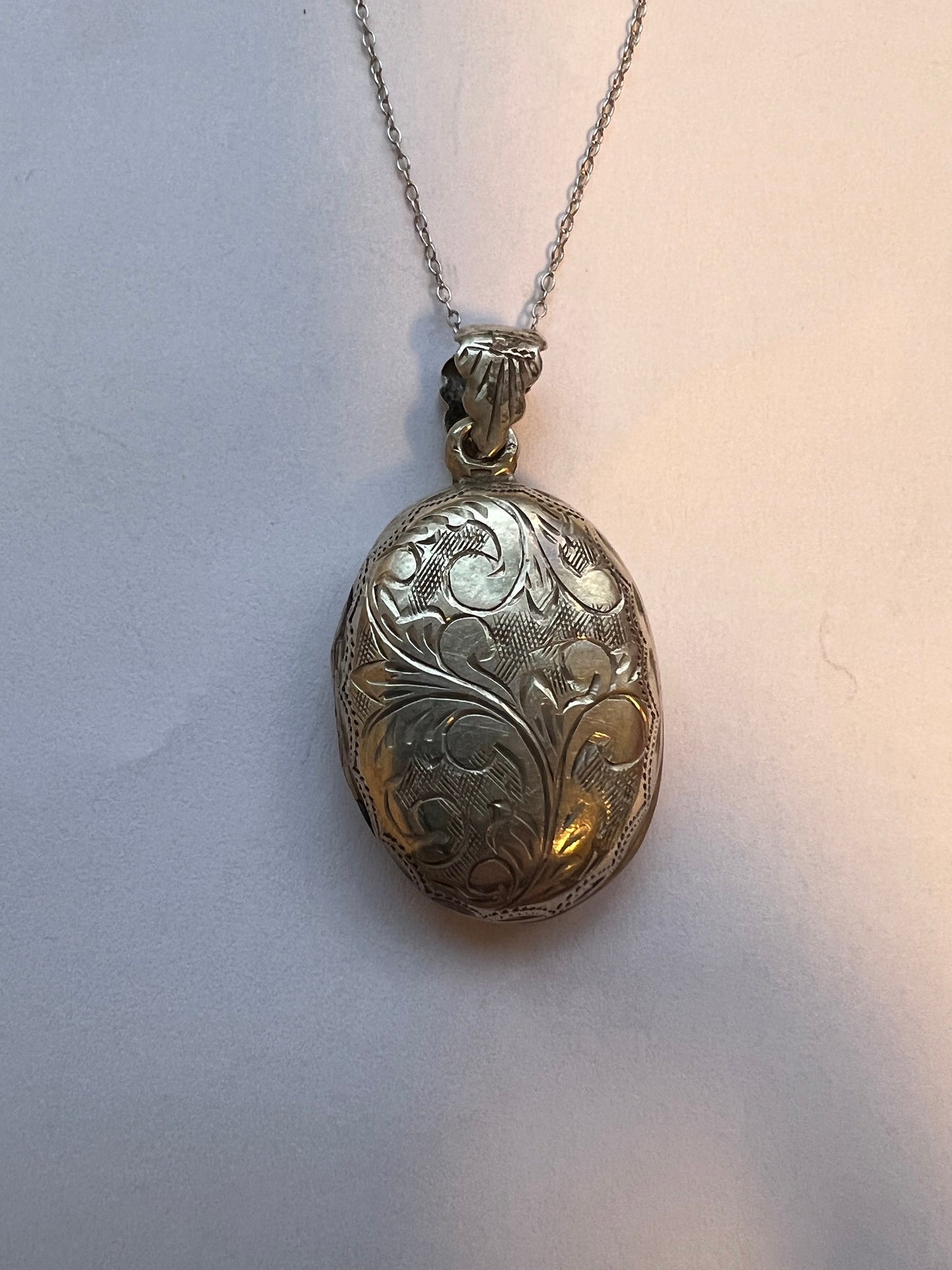 Sterling Silver Floral Locket & Art Nouveau Ring Set, Antique Jewelry