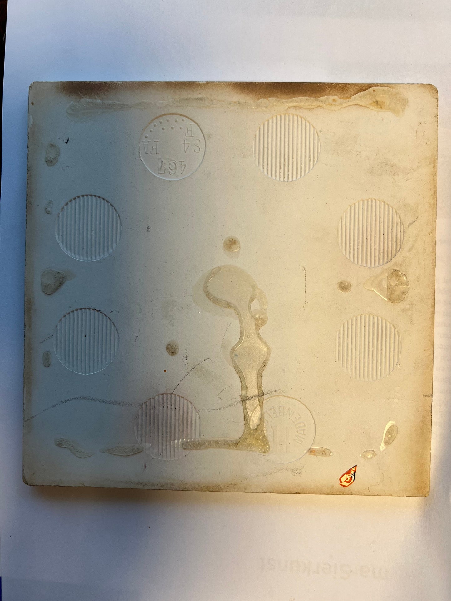 Vintage Belgian Art Tile – Cubist Surrealist Ceramic, 1970s Design