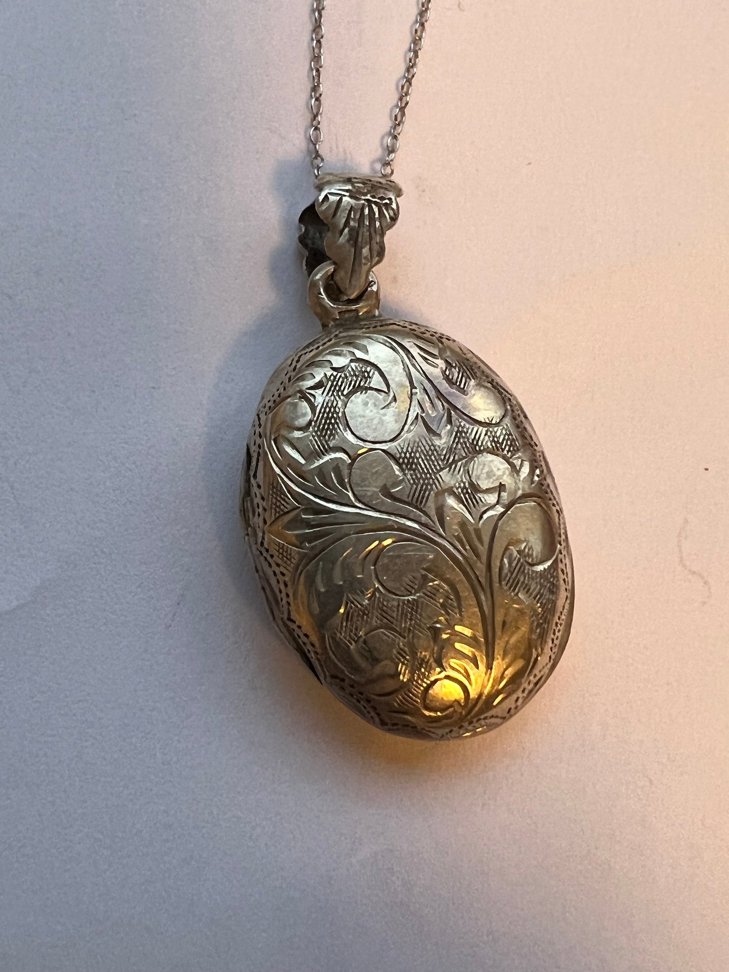 Sterling Silver Floral Locket & Art Nouveau Ring Set, Antique Jewelry