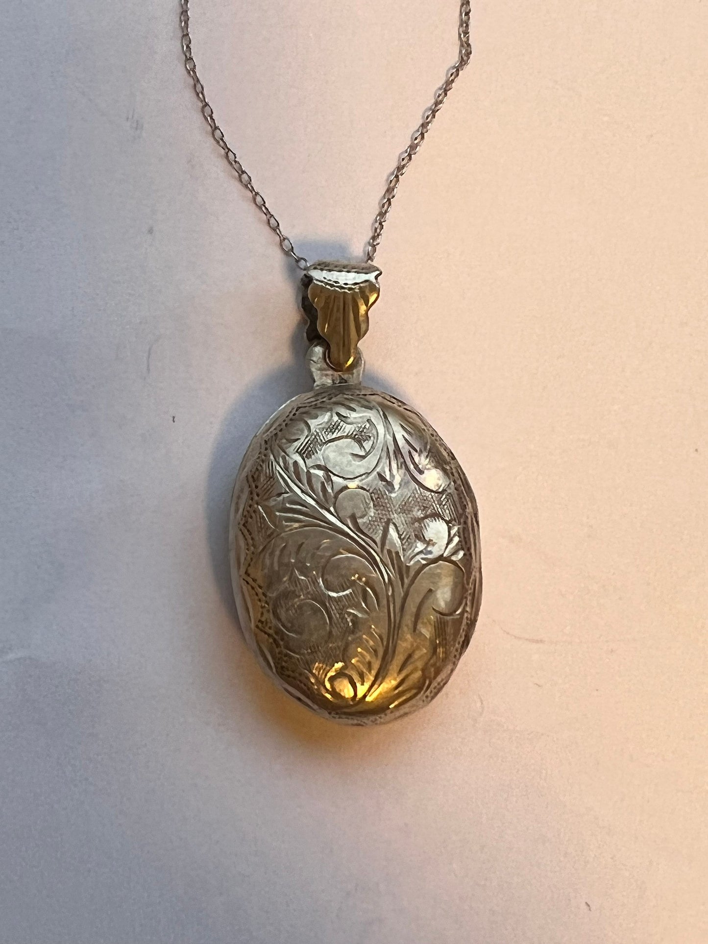 Sterling Silver Floral Locket & Art Nouveau Ring Set, Antique Jewelry