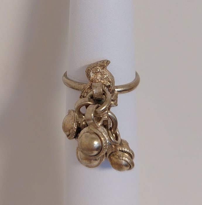Antique Silver Tribal Necklace with Bird Ring & Bells